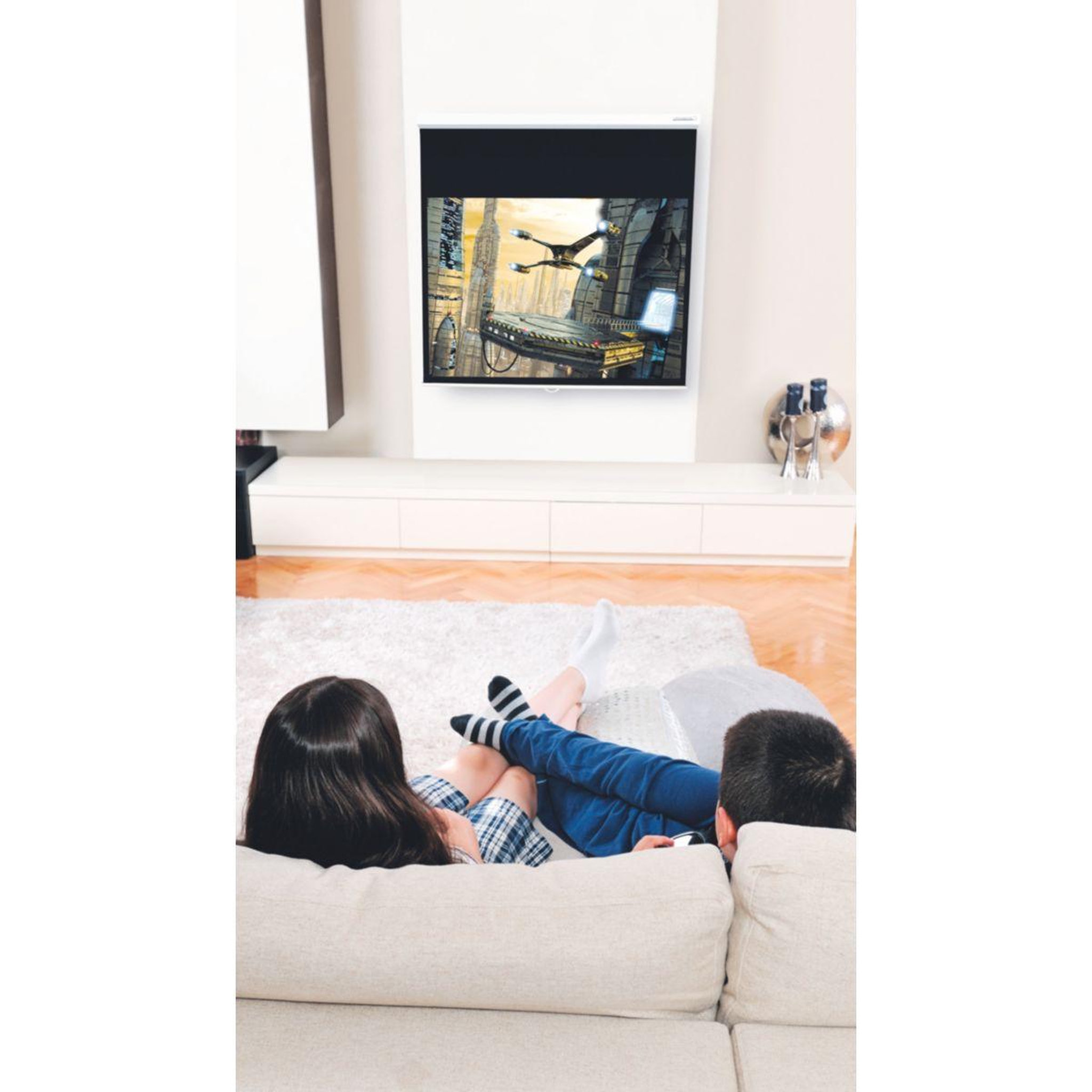Voir la diapositive 2 : LUMENE Ecran de projection PLAZZA HD 200 C MANUAL SCREEN