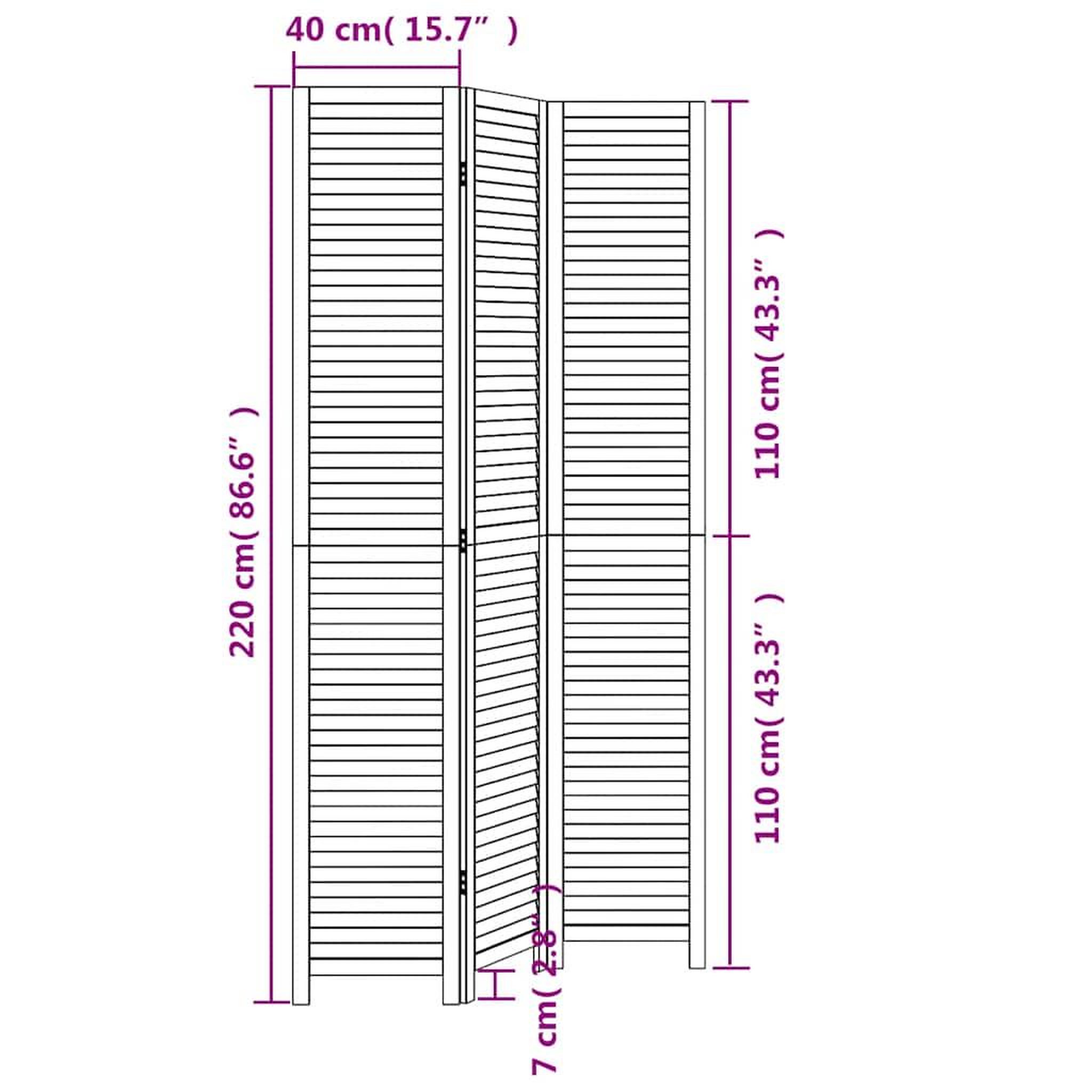 Voir la diapositive 6 : VIDAXL Cloison de separation 3 panneaux blanc bois de paulownia massif