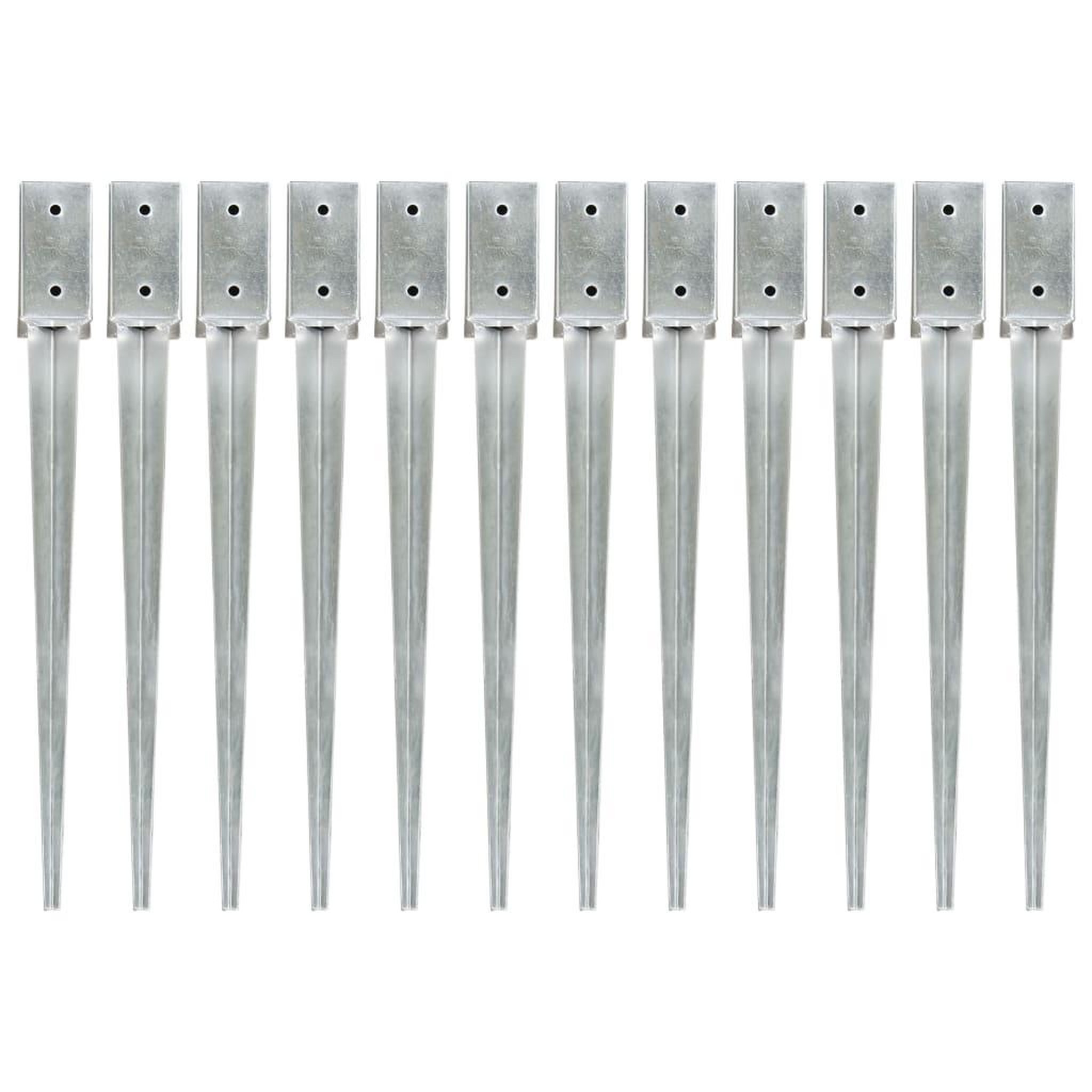 Voir la diapositive 1 : VIDAXL Piquets au sol 12 pcs Argente 7x7x75 cm Acier galvanise