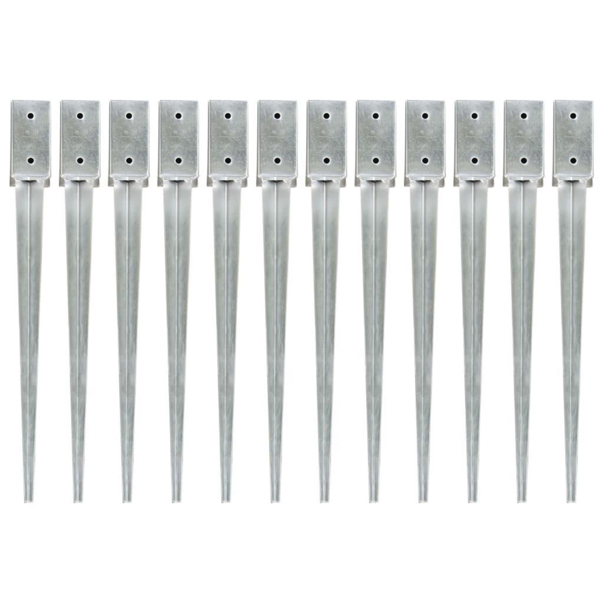 VIDAXL Piquets au sol 12 pcs Argente 7x7x75 cm Acier galvanise
