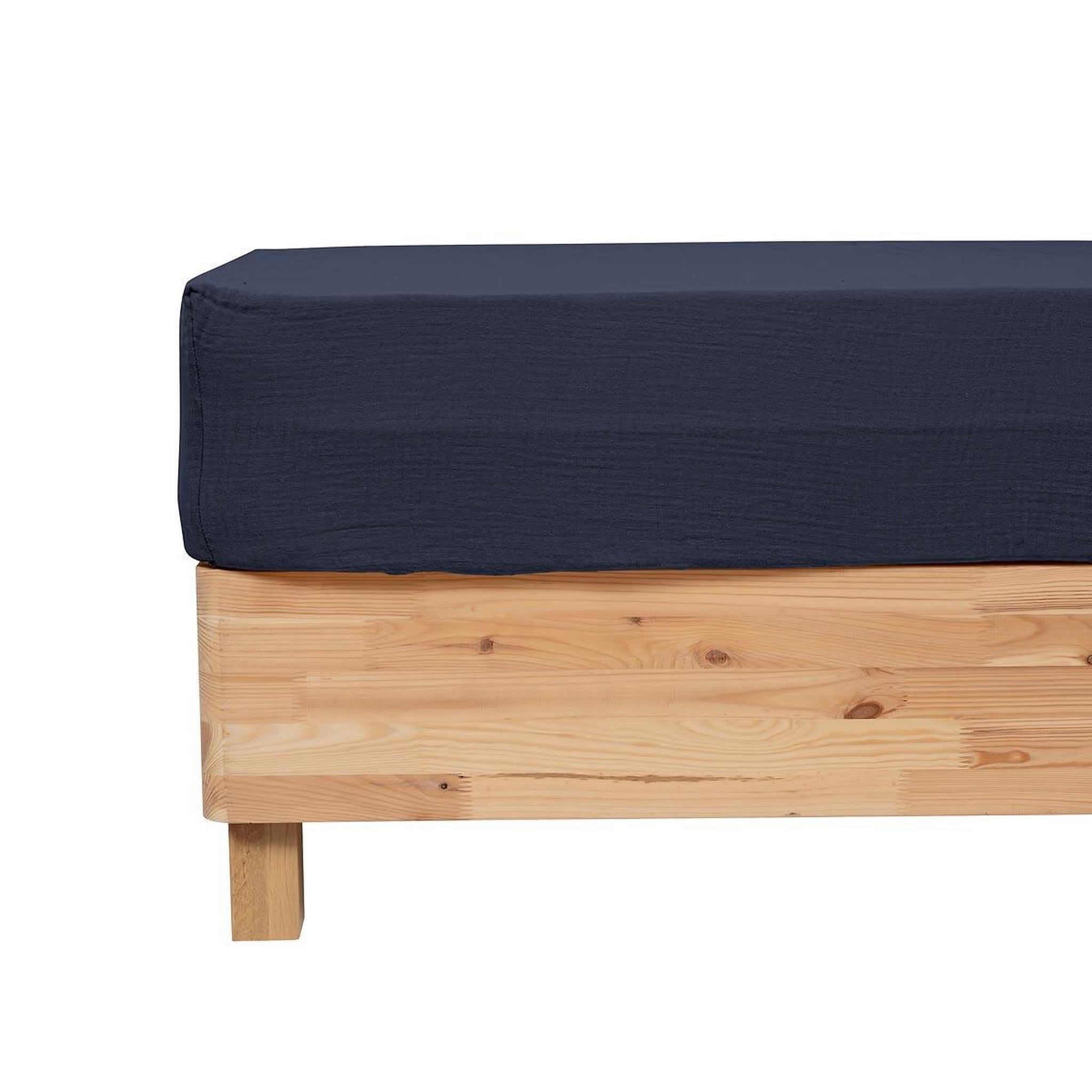 Voir la diapositive 2 : ATMOSPHERA Drap housse en gaze de coton  flora  160x200cm bleu