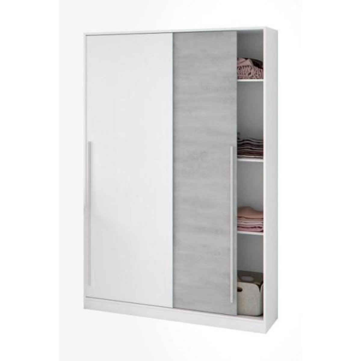 MARKET24 Armoire TOP - Décor blanc artik et blanc vehlo - 2 Portes coulissantes - L200 x H120 x P50 cm
