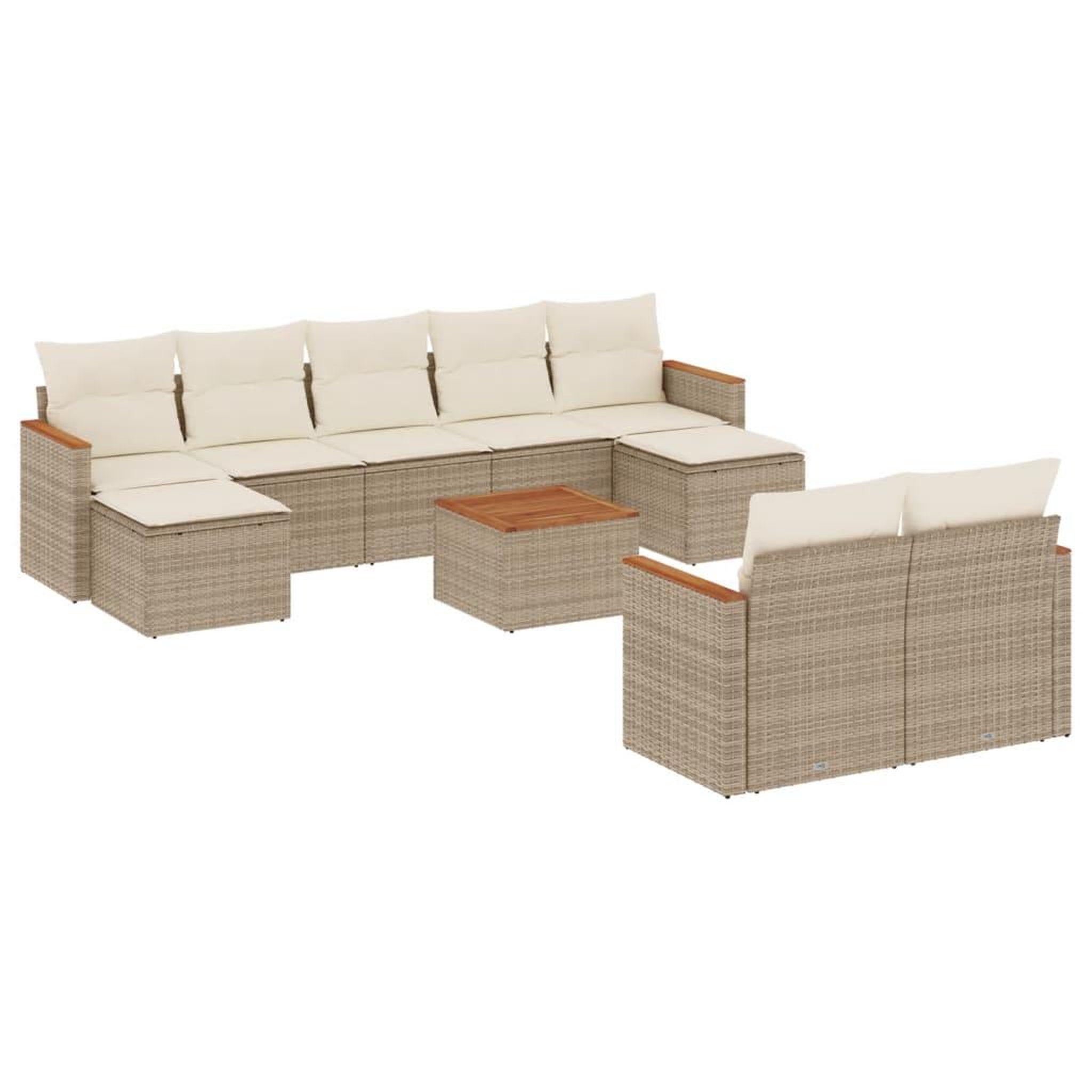 Voir la diapositive 2 : VIDAXL Salon de jardin avec coussins 10 pcs beige resine tressee