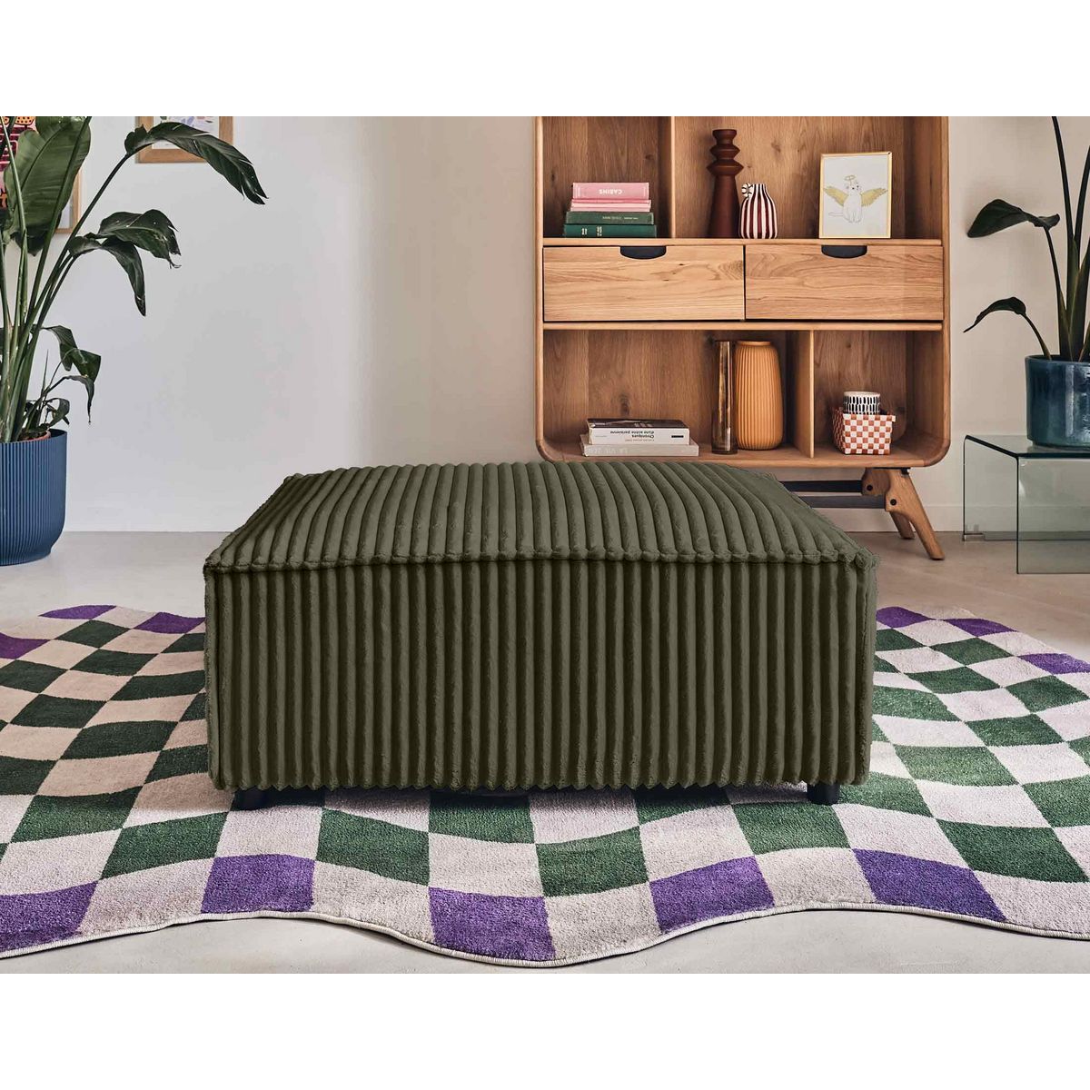 LISA DESIGN Stella - pouf - en velours côtelé grosses côtes