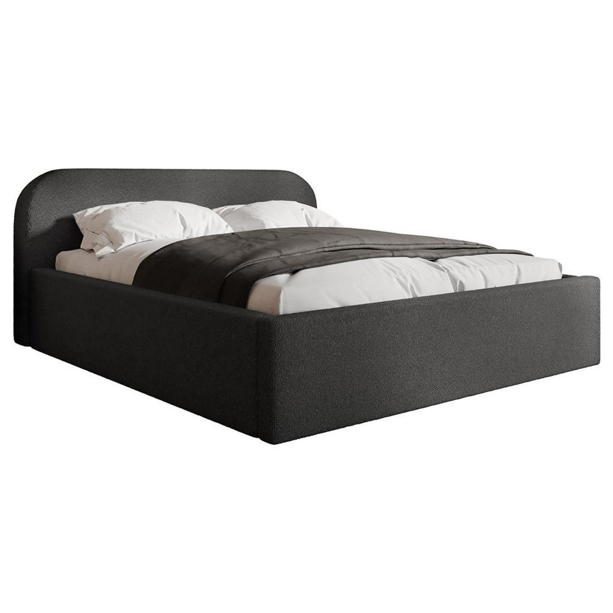 BEST MOBILIER Orane - lit coffre - 160x200 cm - en tissu bouclette