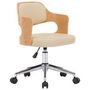 Voir la diapositive 2 : VIDAXL Chaise pivotante de bureau Creme Bois courbe et similicuir