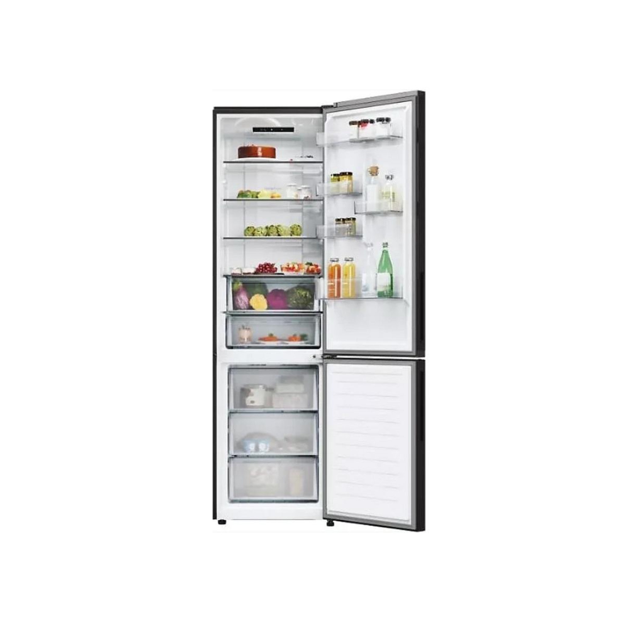 Voir la diapositive 4 : Candy Réfrigérateur combiné 60cm 409l nofrost noir mat - ECN2CQTEB206