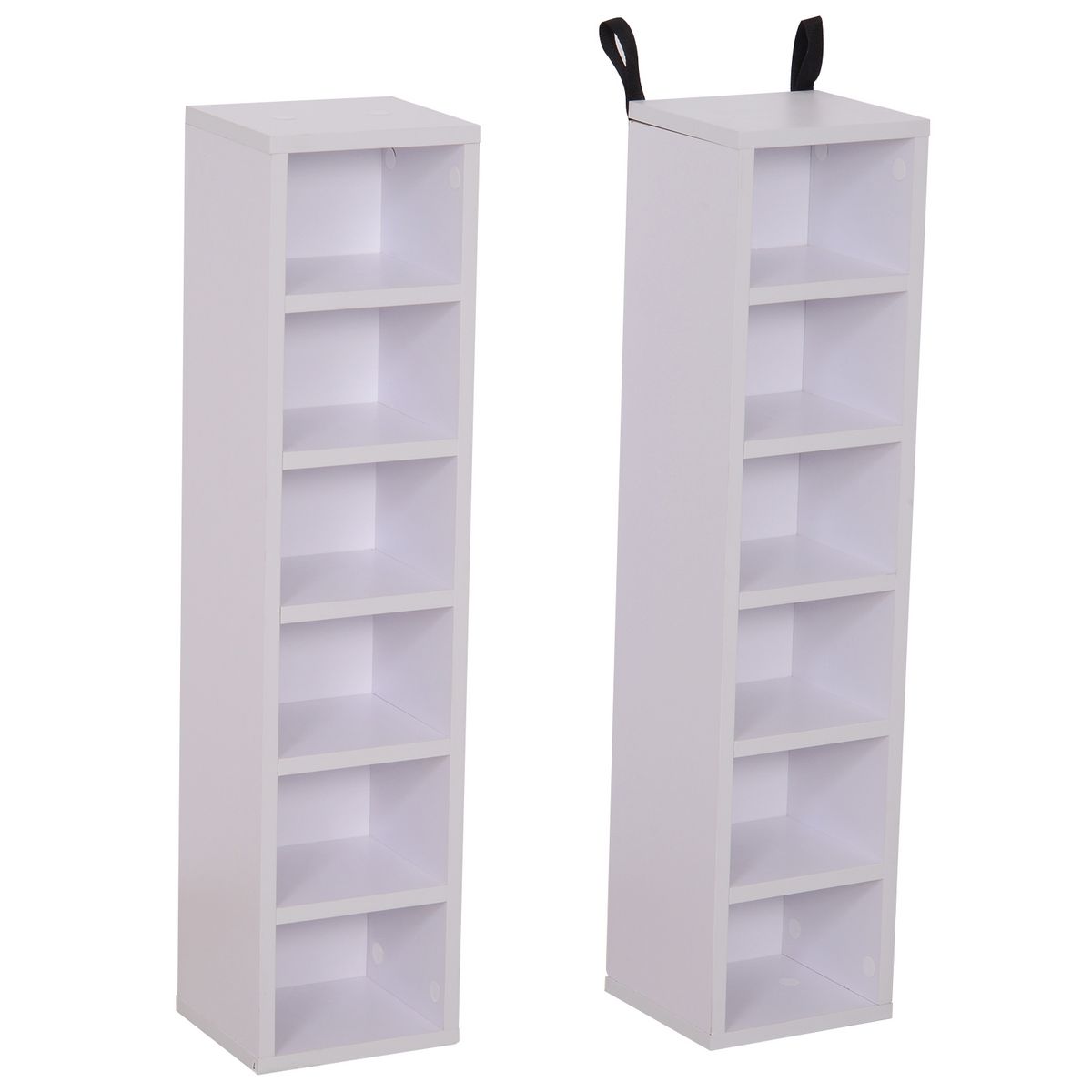 HOMCOM Lot de 2 étagères colonnes armoire de rangement CD-DVD 6 + 6 compartiments dim. 21L x 19l x 88H cm capacité max. 204 CD blanc