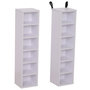 Voir la diapositive 1 : HOMCOM Lot de 2 étagères colonnes armoire de rangement CD-DVD 6 + 6 compartiments dim. 21L x 19l x 88H cm capacité max. 204 CD blanc