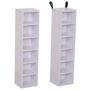 Voir la diapositive 1 : HOMCOM Lot de 2 étagères colonnes armoire de rangement CD-DVD 6 + 6 compartiments dim. 21L x 19l x 88H cm capacité max. 204 CD blanc