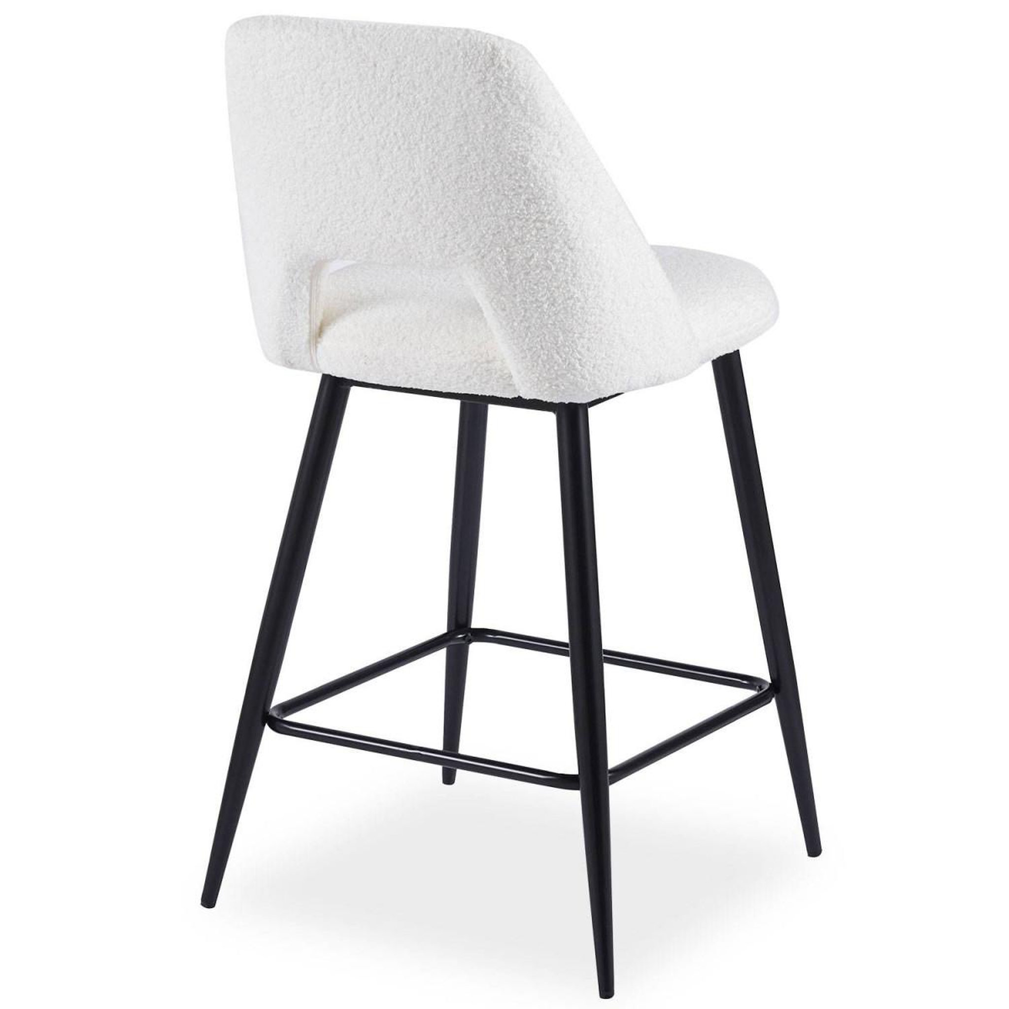 Voir la diapositive 6 : Paris Prix Lot de 2 Chaises de Bar  Bouclette  92cm Crème & Noir