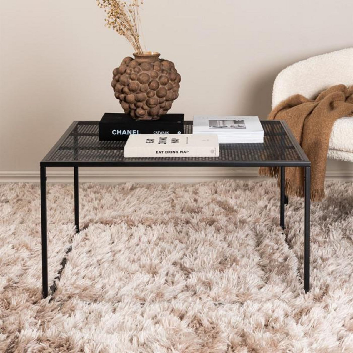 Paris Prix Table Basse en Métal  Netz  80cm Noir