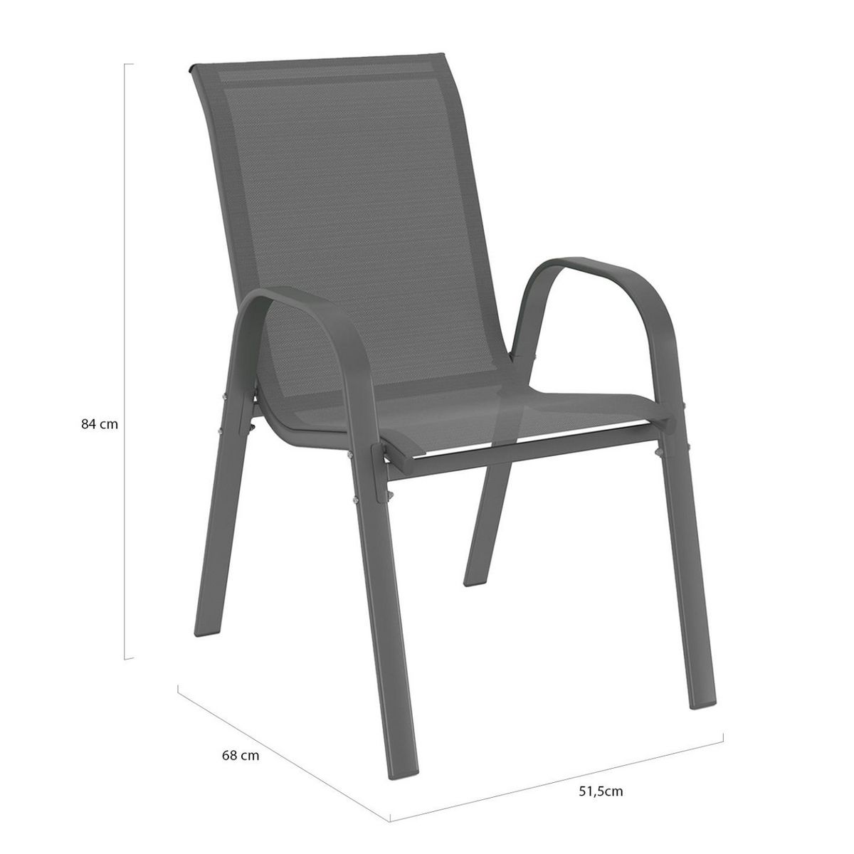 ID MARKET Salon de jardin SANTORIN table 190 cm pieds en croix et 8 chaises empilables gris anthracite