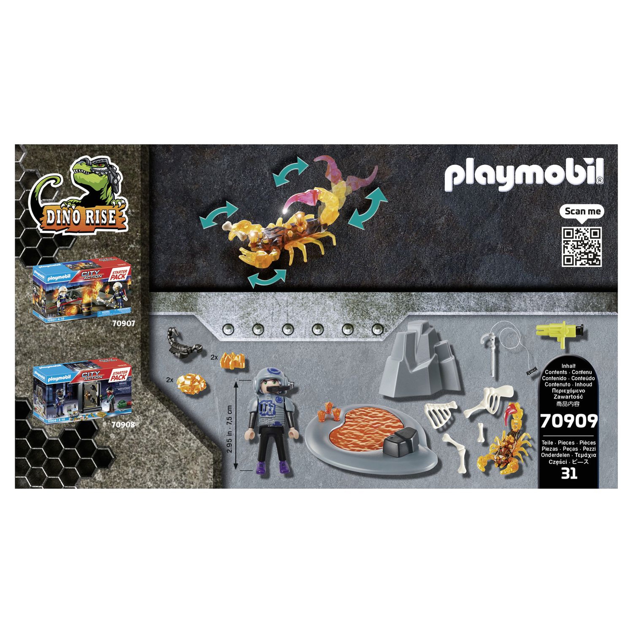 Voir la diapositive 3 : PLAYMOBIL 70909 - Dino Rise - Starter Pack Agent avec Scorpion de feu 
