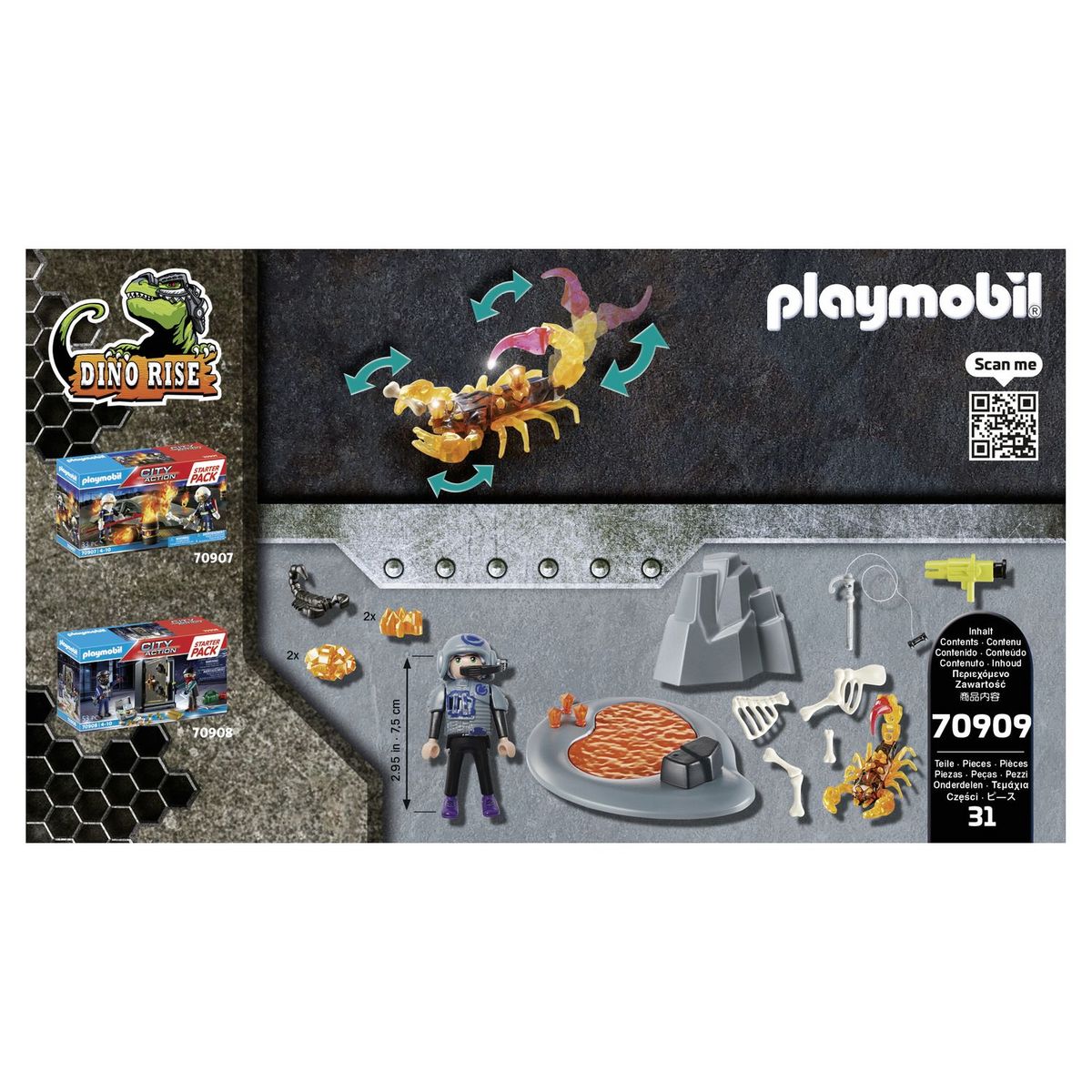 PLAYMOBIL 70909 - Dino Rise - Starter Pack Agent avec Scorpion de feu 