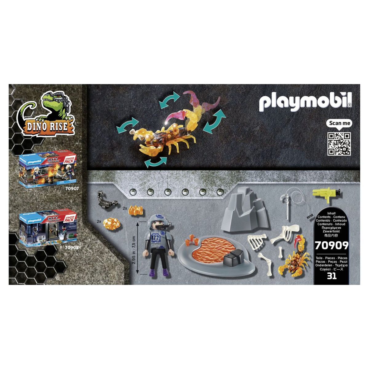 PLAYMOBIL 70909 - Dino Rise - Starter Pack Agent avec Scorpion de feu 