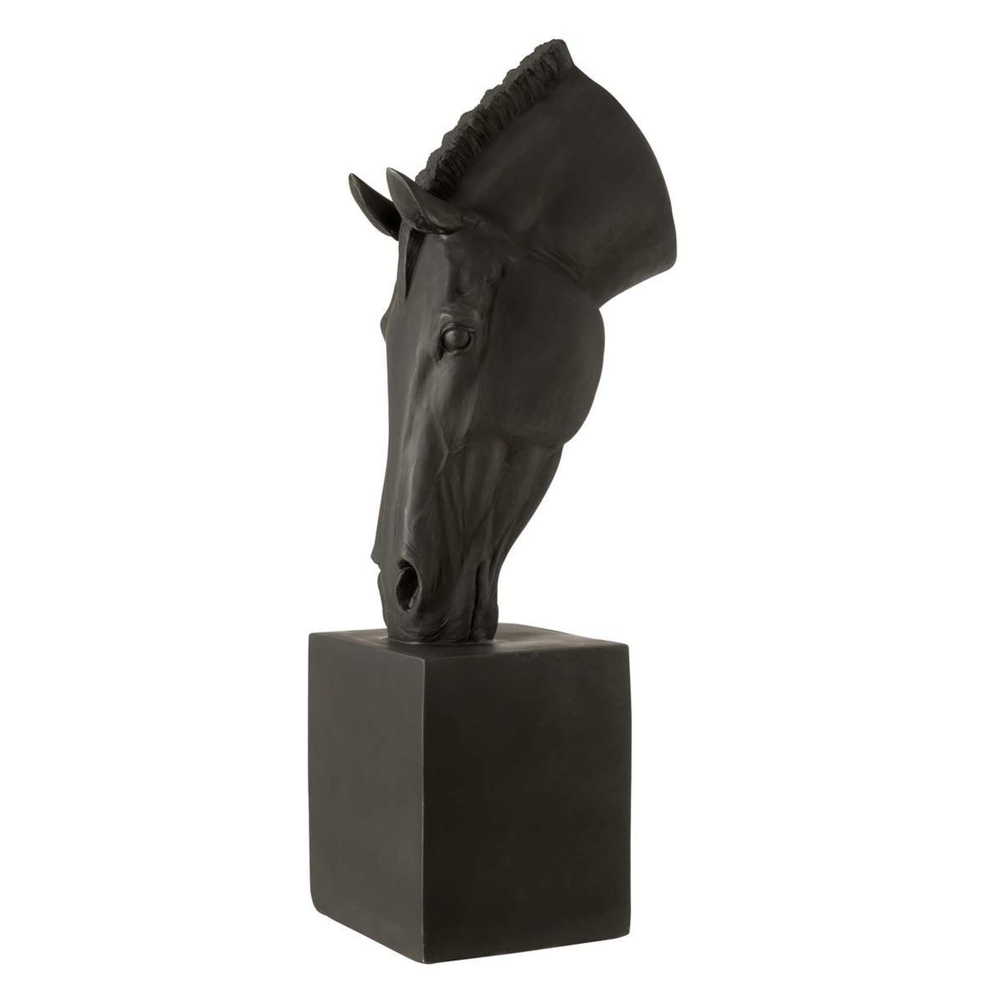 J-LINE Tête de Cheval sur Socle  Hollywood  95cm Noir