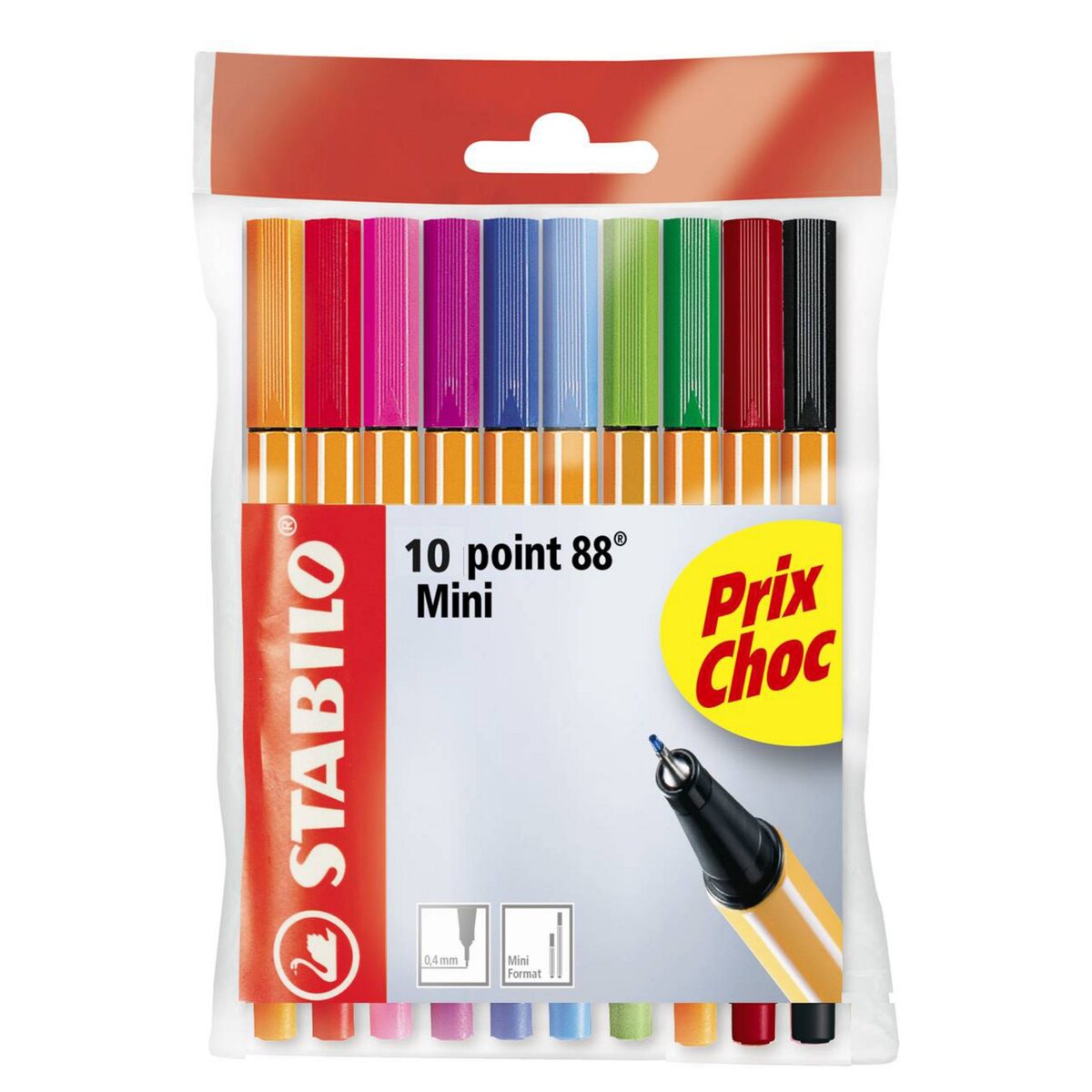 STABILO Lot de 10 mini stylos feutre Point 88 pointe fine assortiment  fantaisie pas cher 