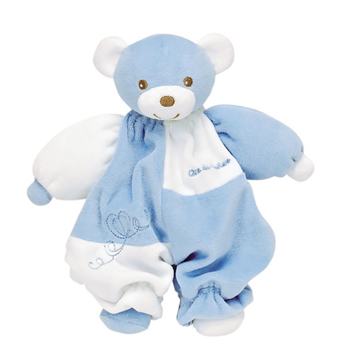 Doudou douceur bébé calin bleu 24 cm