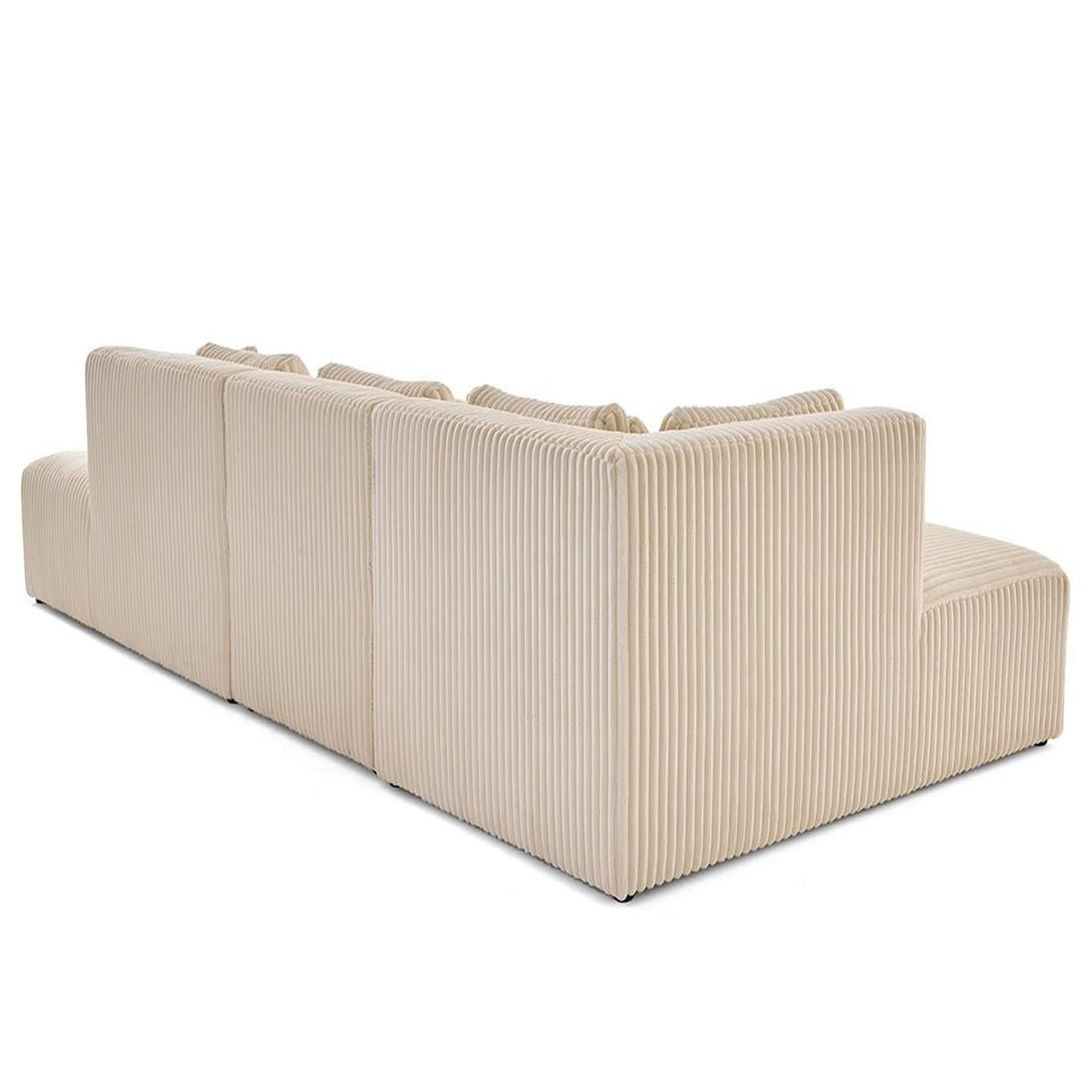 Voir la diapositive 4 : LISA DESIGN Victoire - canapé modulable d'angle gauche 5 places en velours côtelé grosses côtes