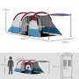 Voir la diapositive 3 : OUTSUNNY Tente de camping 2-3 pers. porche étanche 2000 mm 3 portes sac de transport rouge