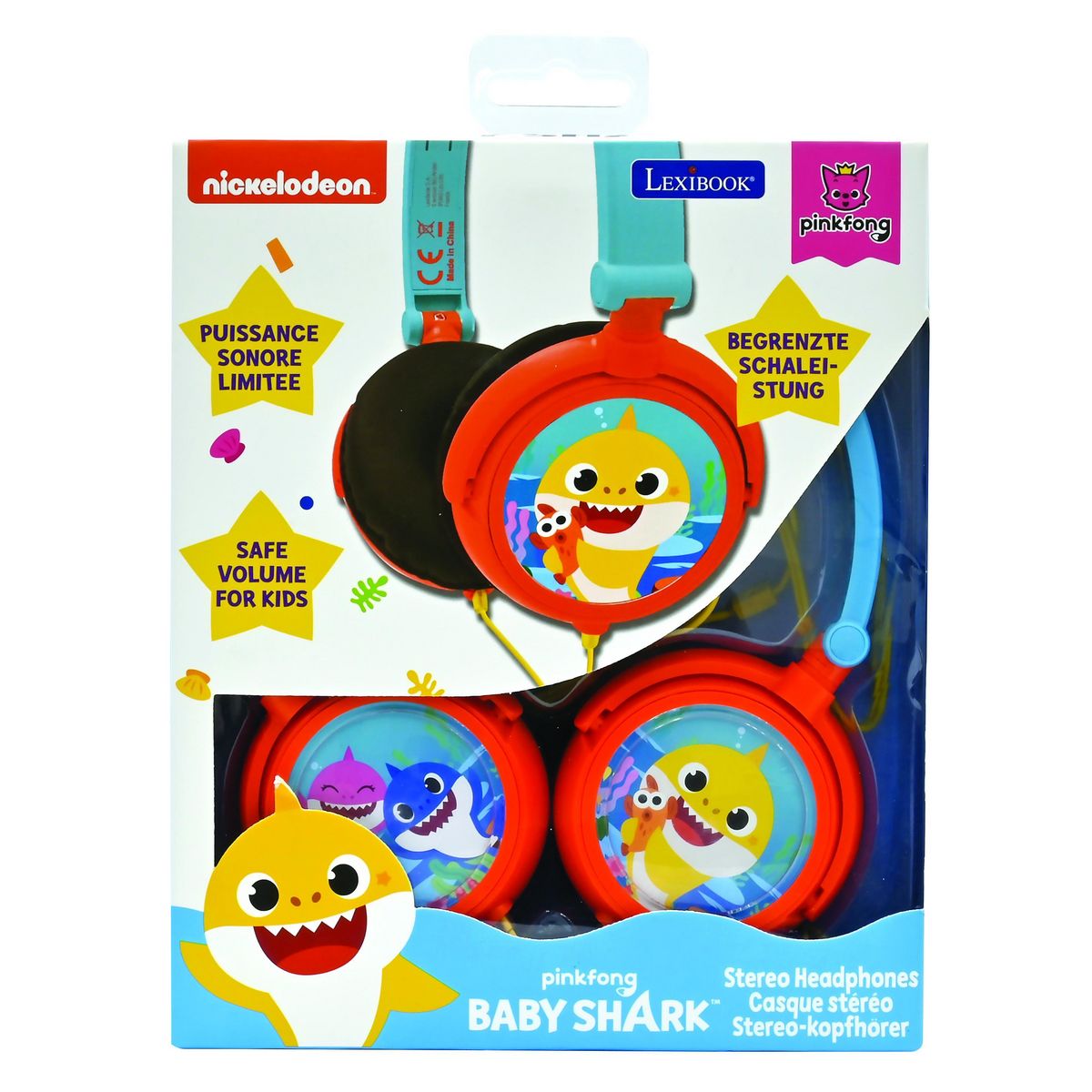 Lexibook Casque stéréo filaire pliable Baby Shark avec limitation de volume d'écoute