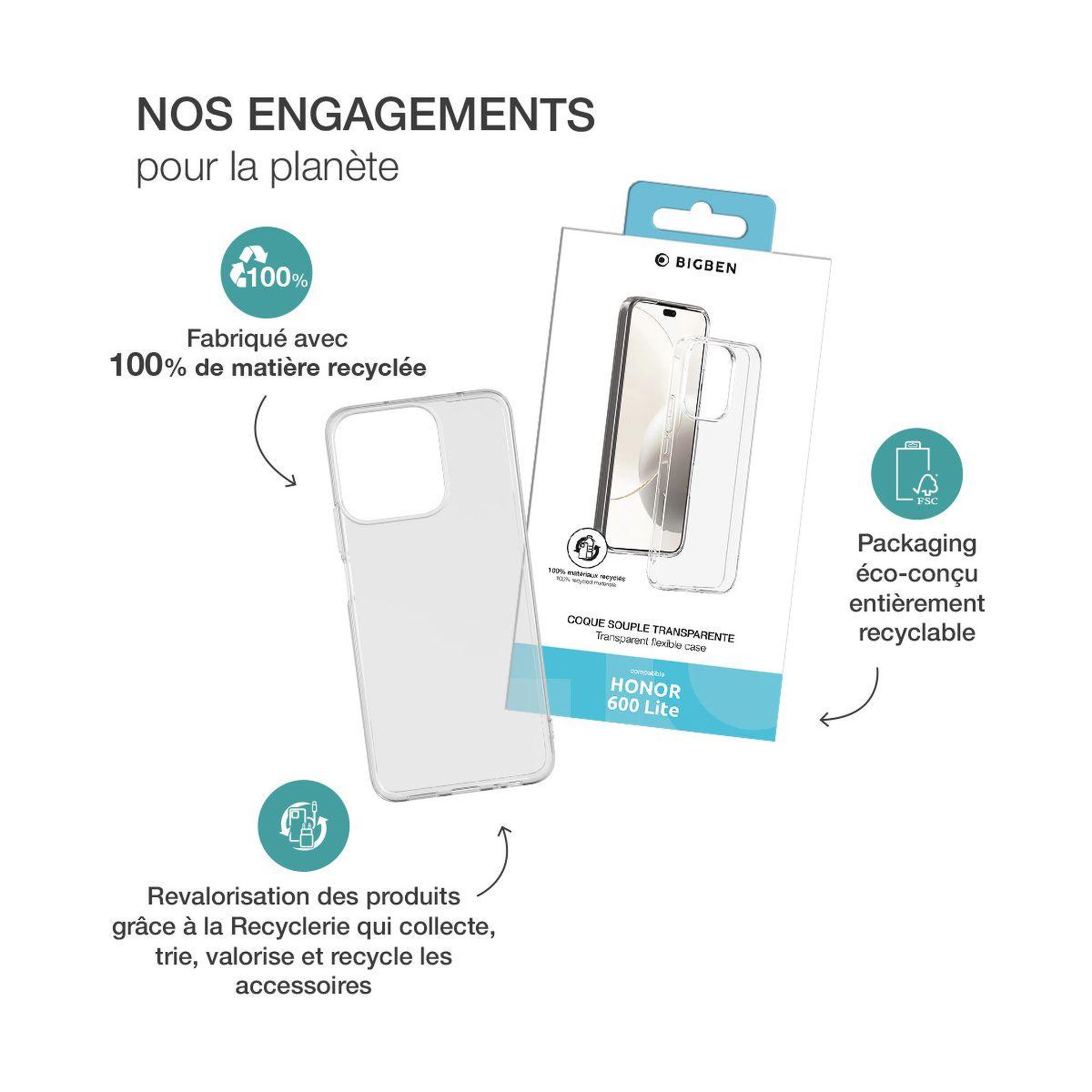 Voir la diapositive 5 : Bigben Connected Coque silisoft transparente honor 600 lite rec