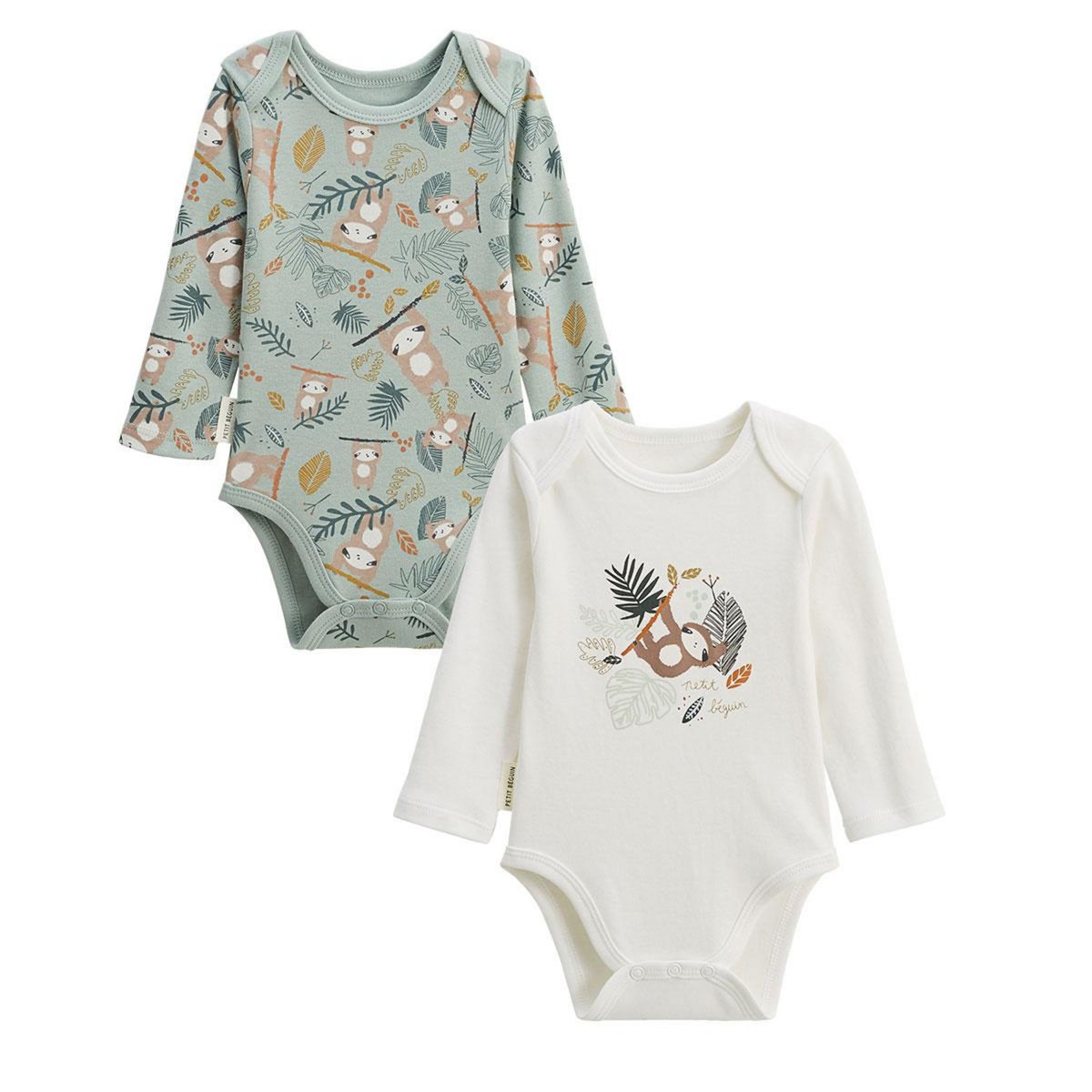 Petit Béguin Lot de 2 bodies bébé manches longues Cache-cache