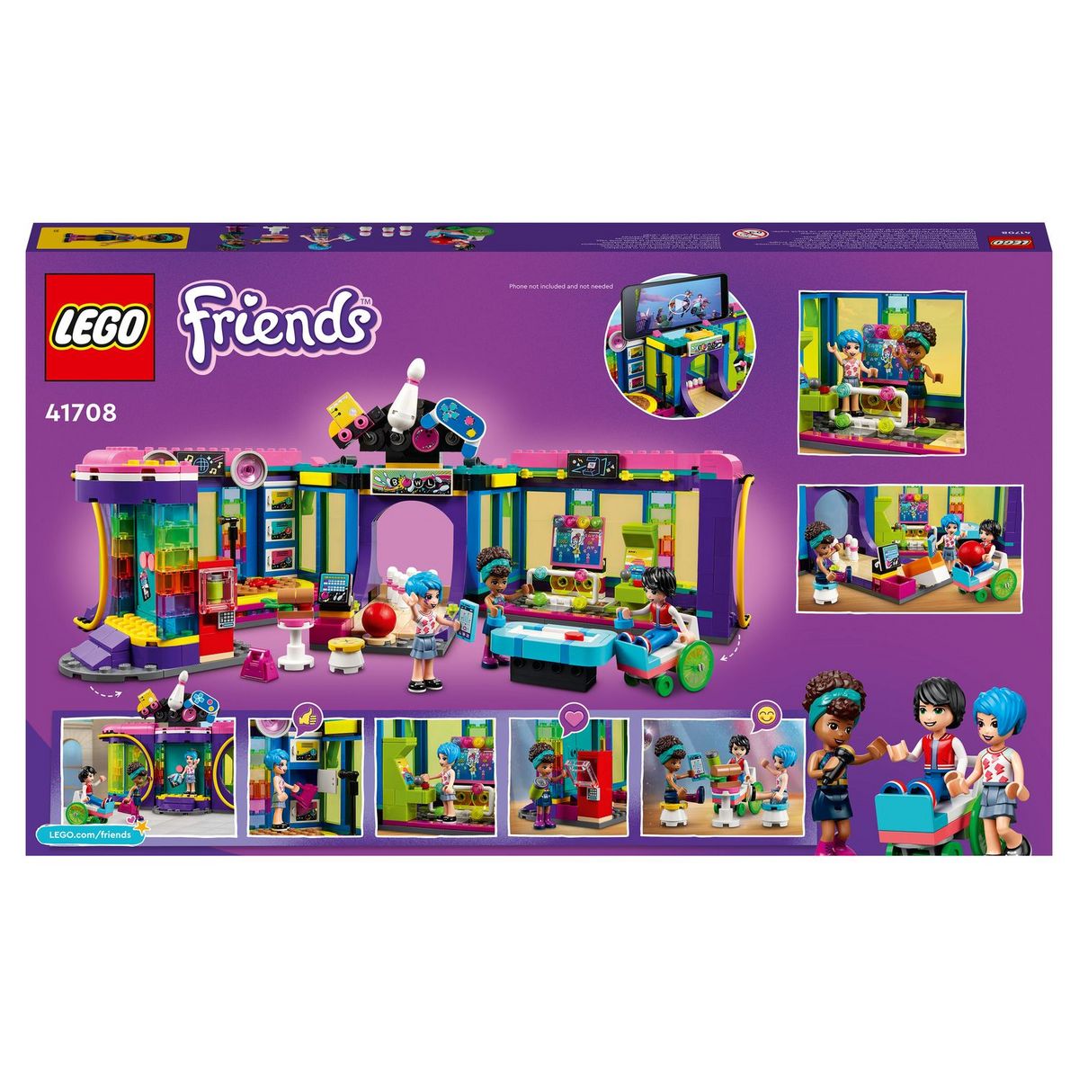 LEGO Friends 41708 La Salle d&rsquo;Arcade Roller Disco, Jouet, Mini-poupées, Enfants de 7 Ans