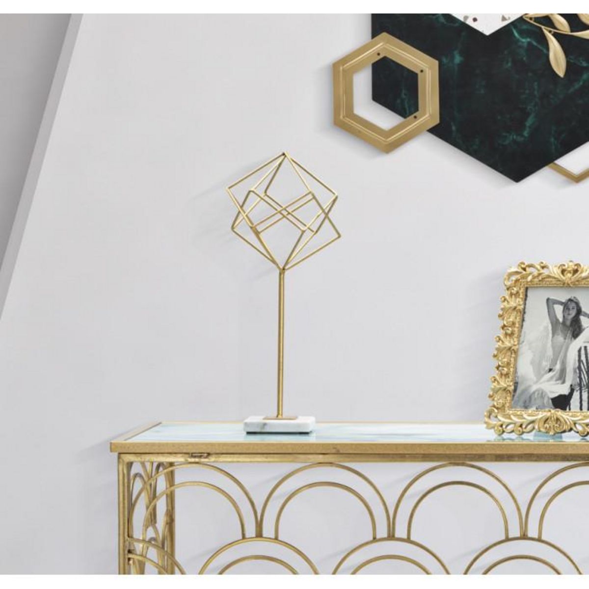 Paris Prix Objet Déco en Métal  Cube  41cm Or