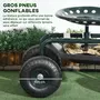 OUTSUNNY 2 en 1 tabouret pivotant réglable chariot mobile de jardin charge max. 150 Kg rangement acier vert