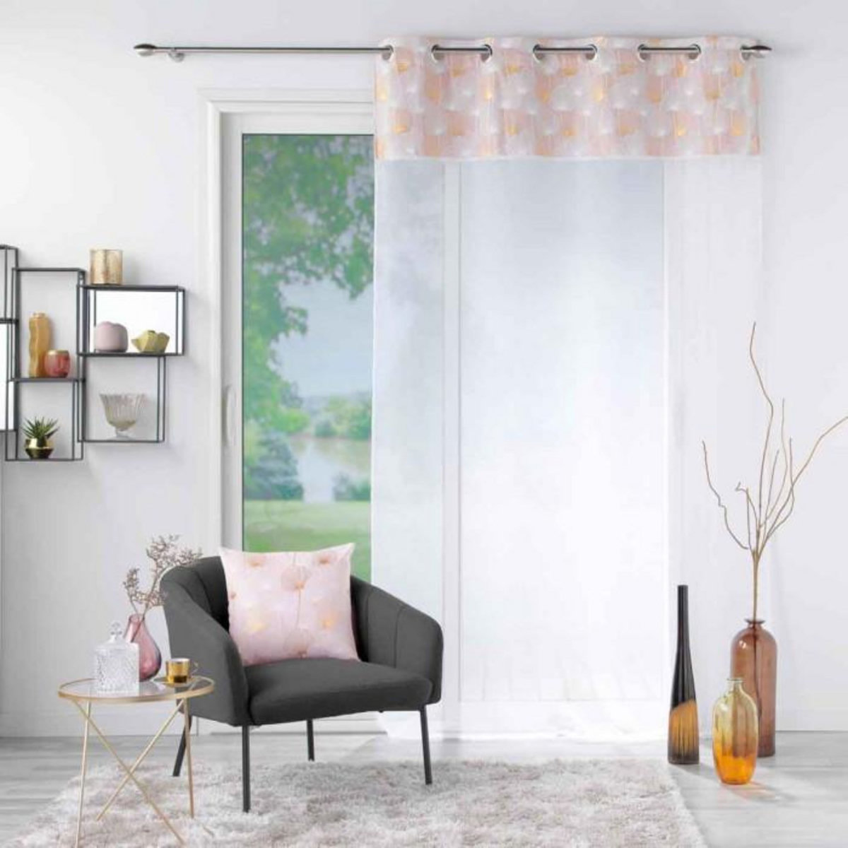 Paris Prix Rideau Voilage à Œillets  Clairine  140x240cm Rose