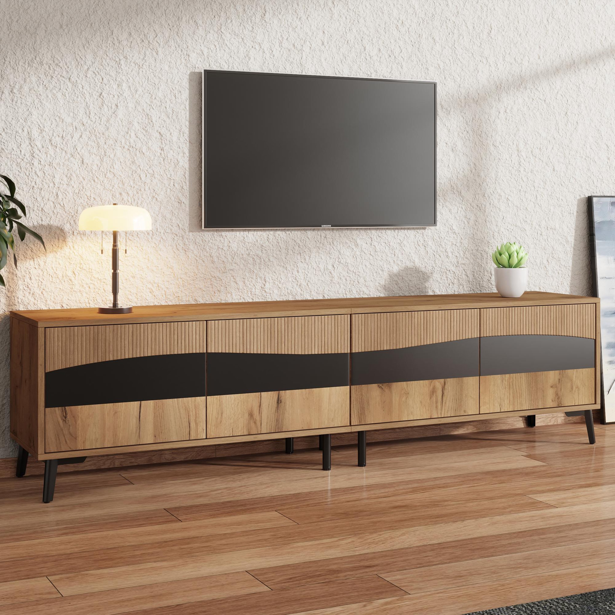Voir la diapositive 4 : MERAX Meuble tv naturel 180 cm panneau de particules