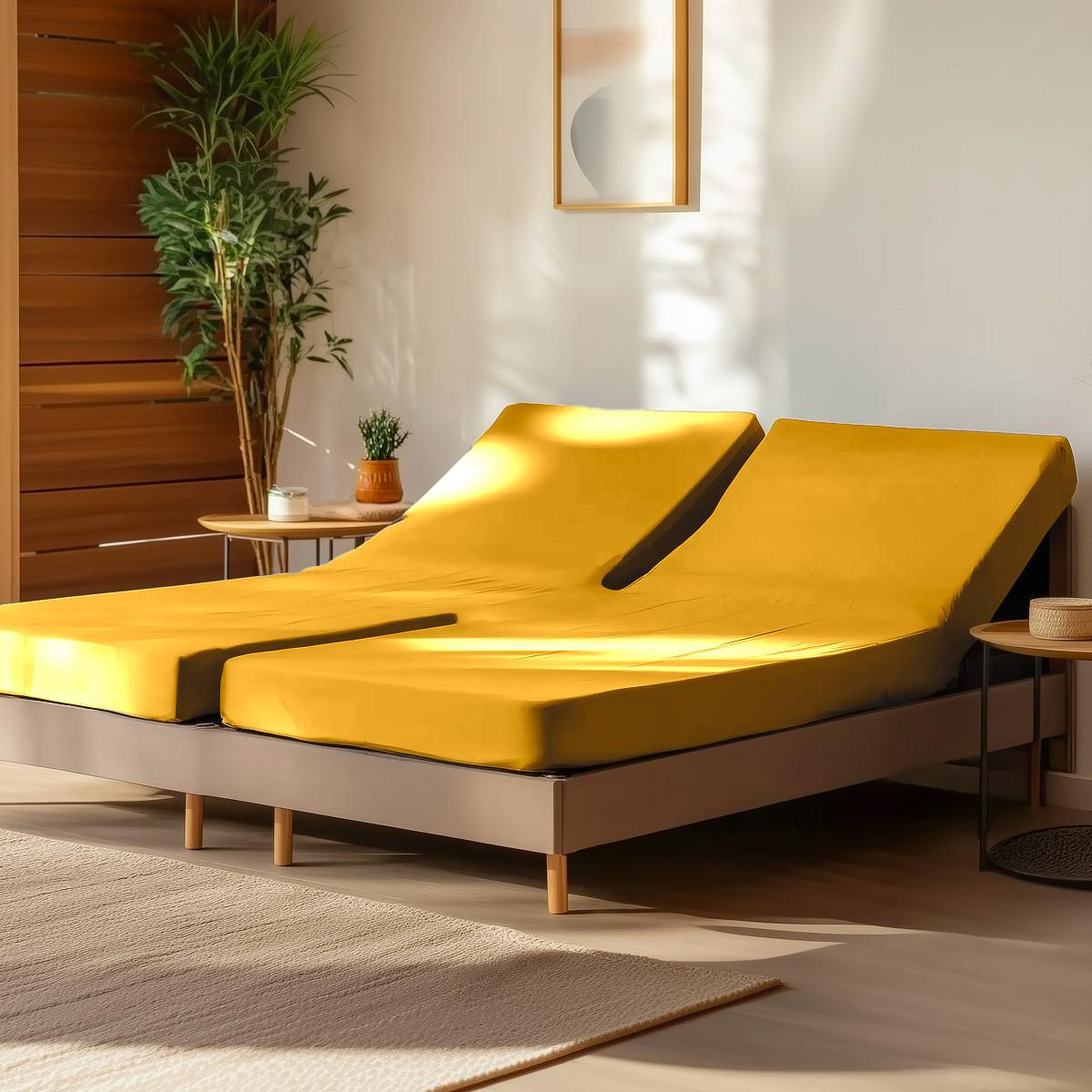 Voir la diapositive 1 : Sensei Maison Drap housse en percale de coton pour lit articulé SOFT PERCALE