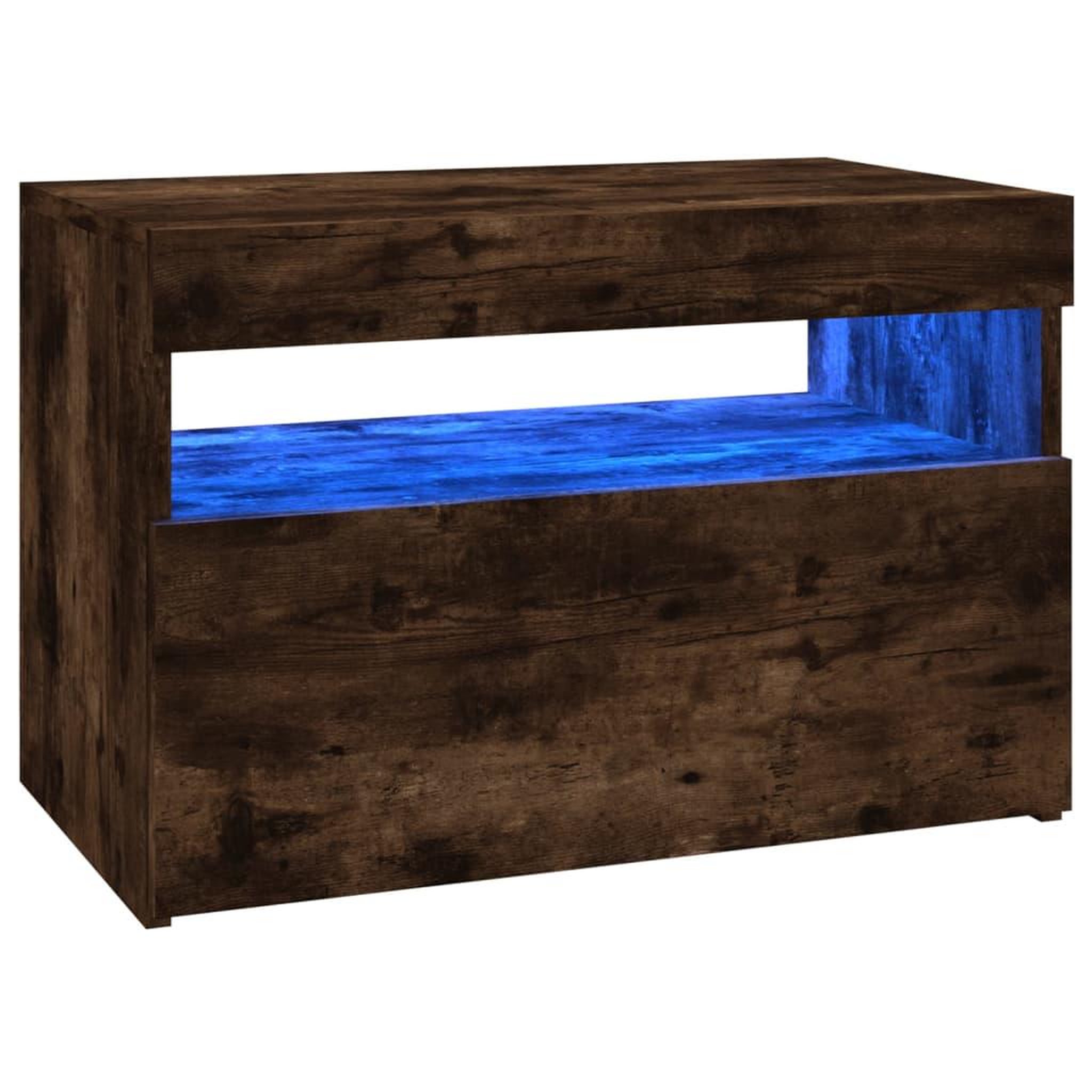 Voir la diapositive 2 : VIDAXL Meuble TV avec lumieres LED Chene fume 60x35x40 cm