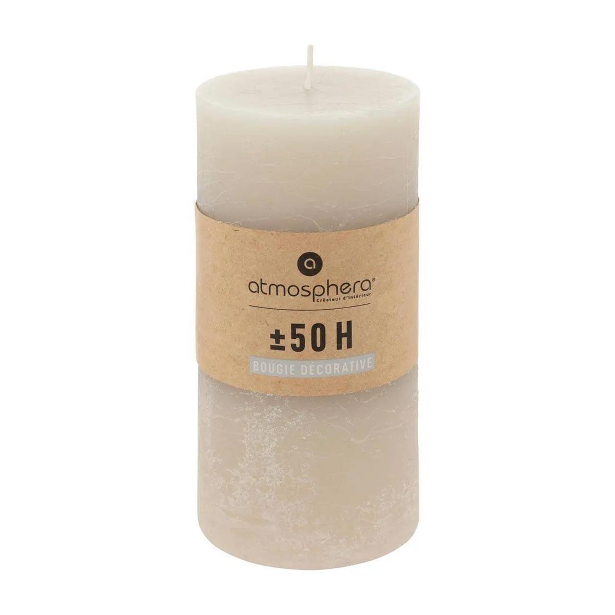 Voir la diapositive 2 : COMPTOIR DE LA BOUGIE Bougie cylindrique  rustic  14cm taupe