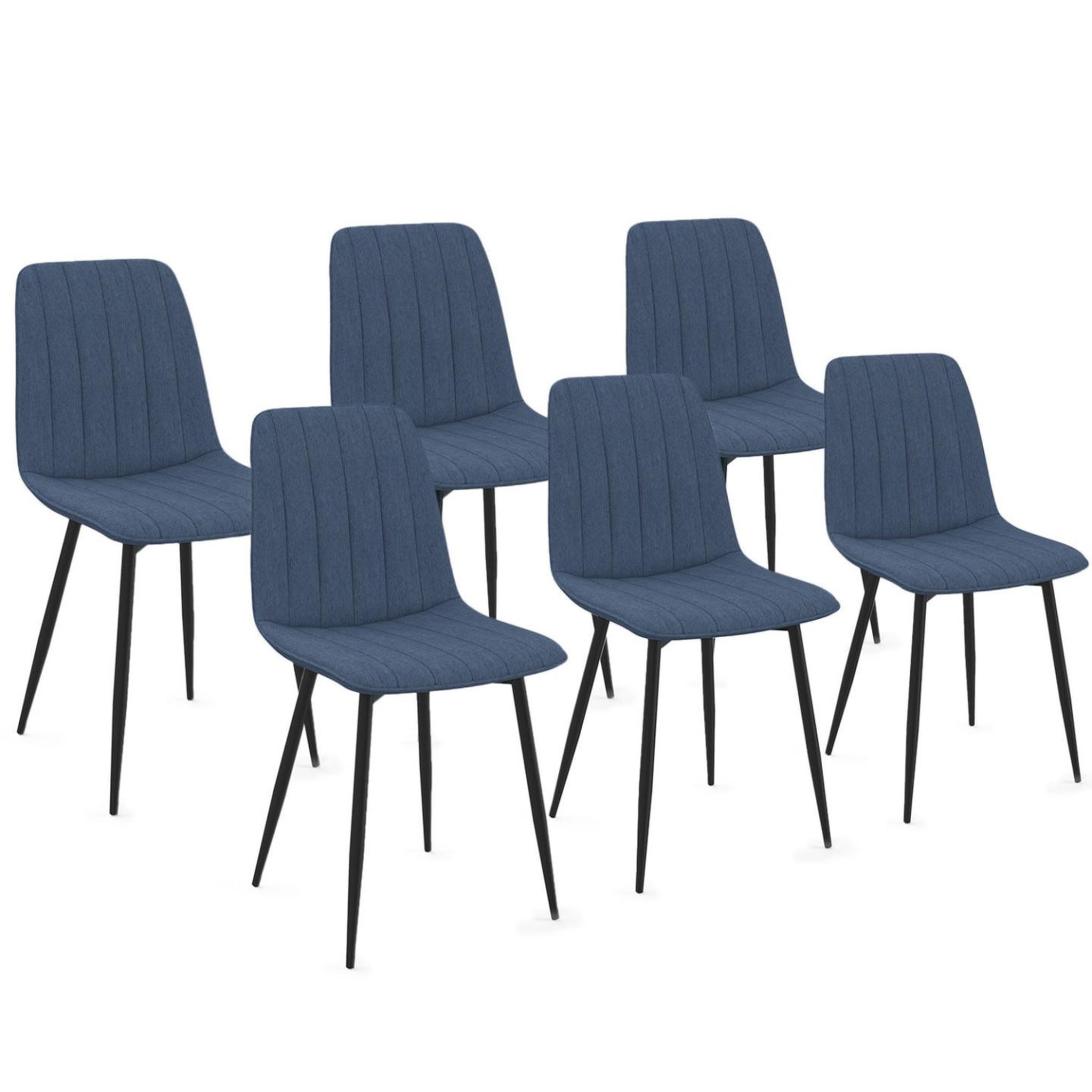 ID MARKET Lot de 6 chaises mira en tissu bleu pour salle à manger