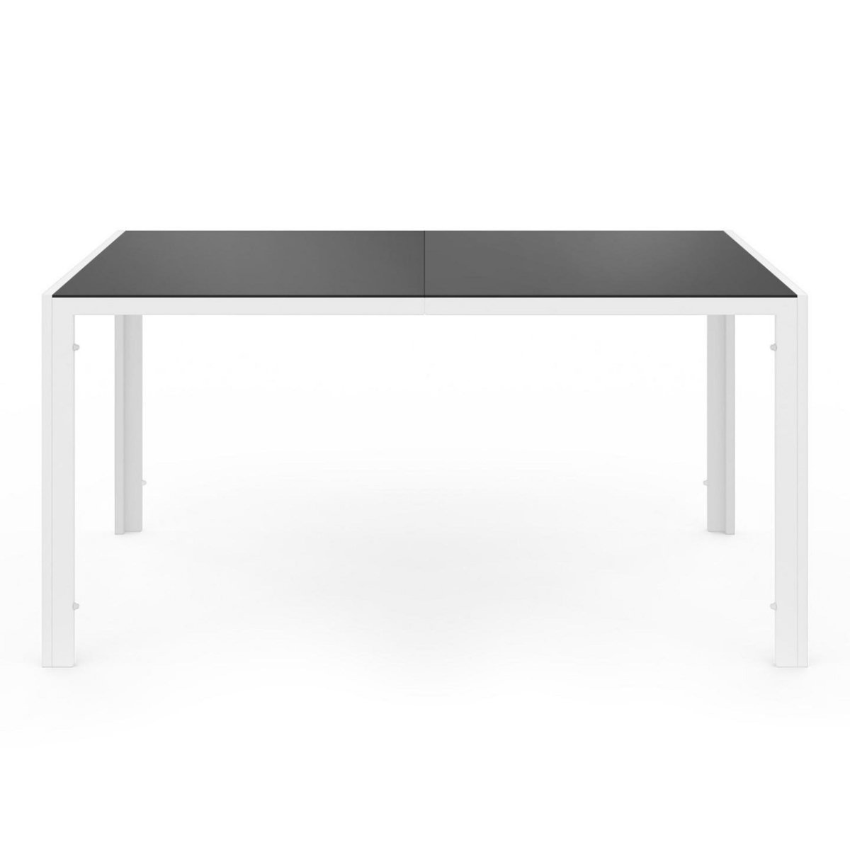 ID MARKET Salon de jardin MADRID table 150 CM et 6 chaises empilables blanc et gris