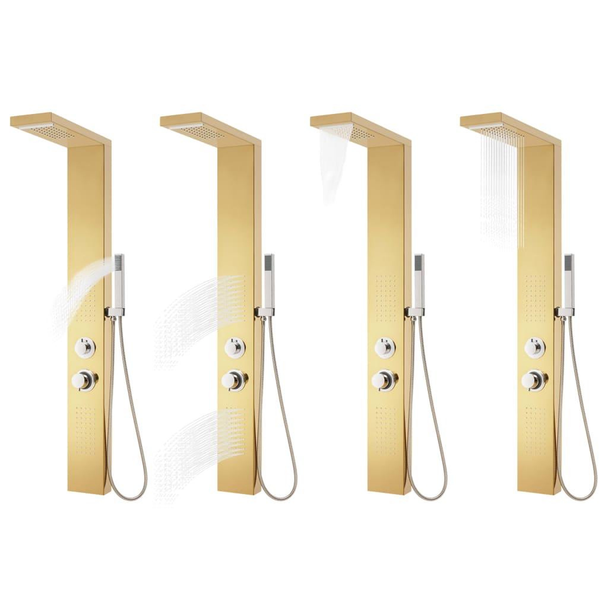 Voir la diapositive 4 : VIDAXL Systeme de panneau de douche Acier inoxydable 201 Dore