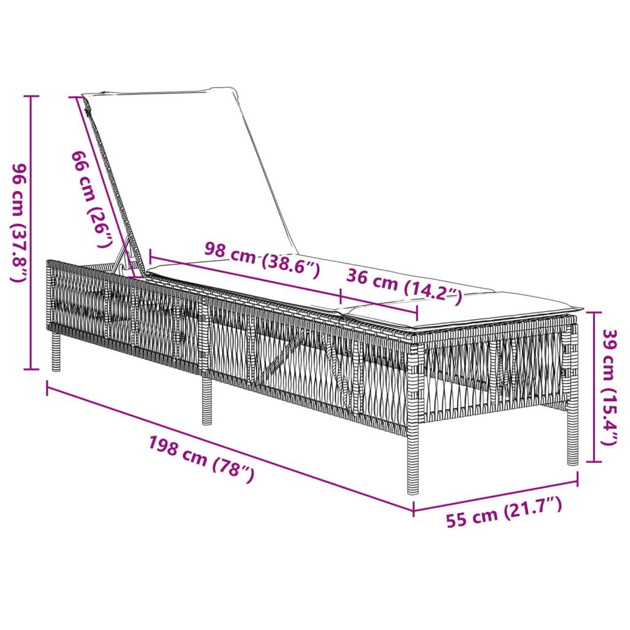Voir la diapositive 6 : VIDAXL Chaises longues avec coussins lot de 2 gris resine tressee