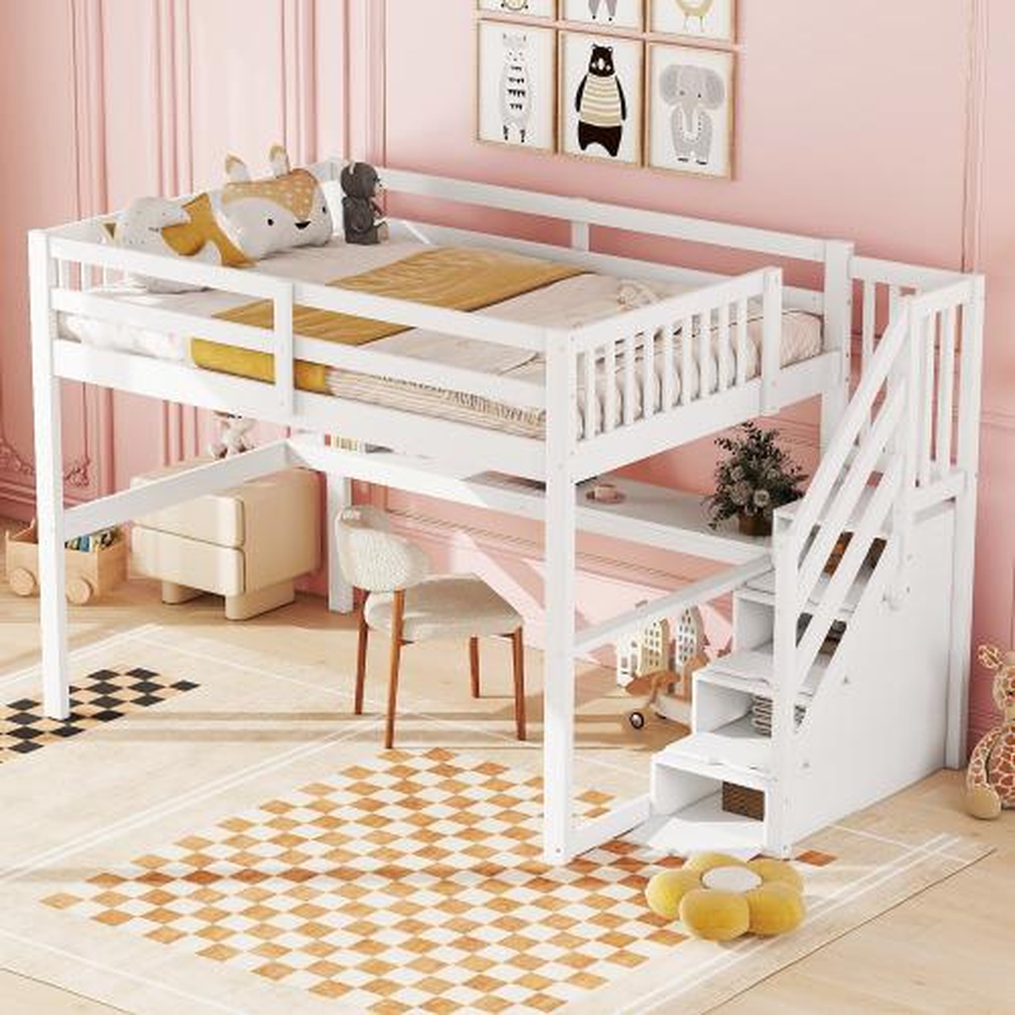 Voir la diapositive 5 : MERAX Lit mezzanine 140x200 cm coloris blanc pin