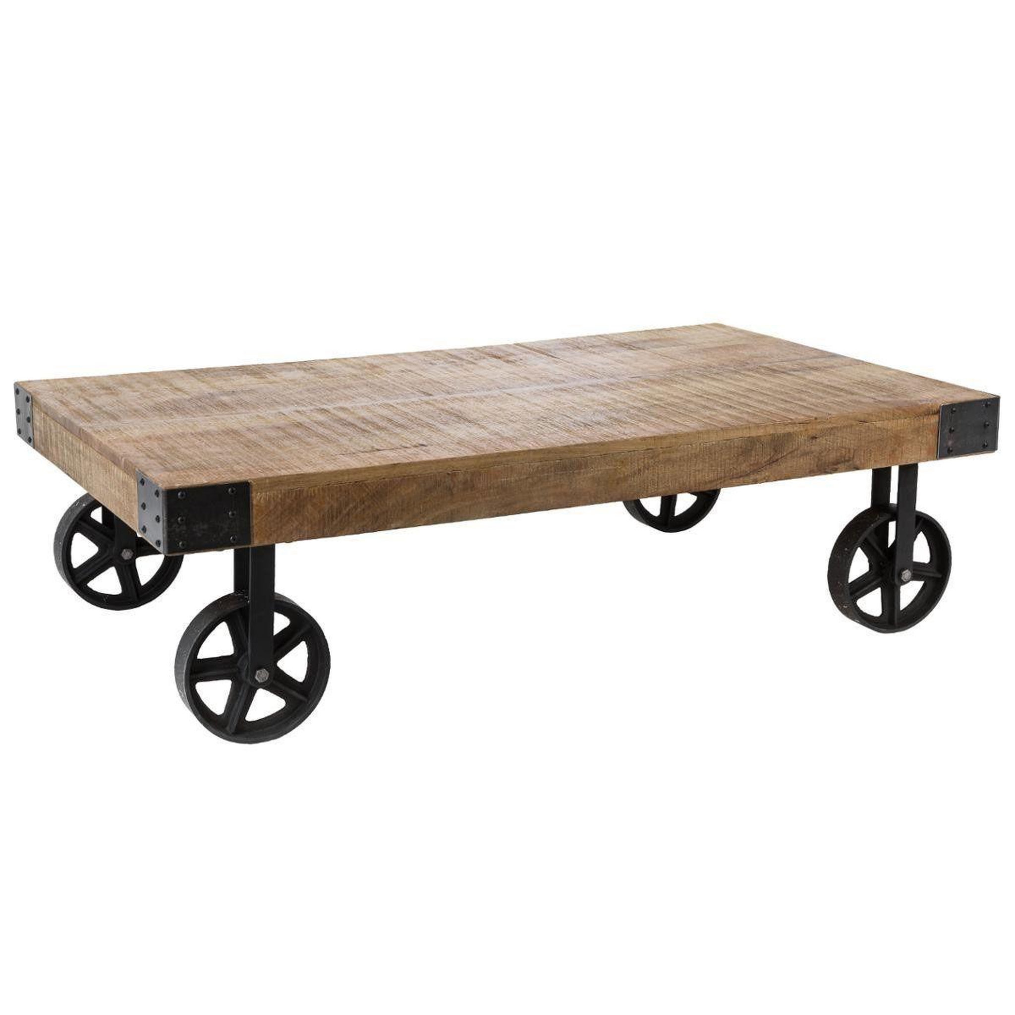 ATMOSPHERA Table basse à roulettes en bois  til  117cm naturel