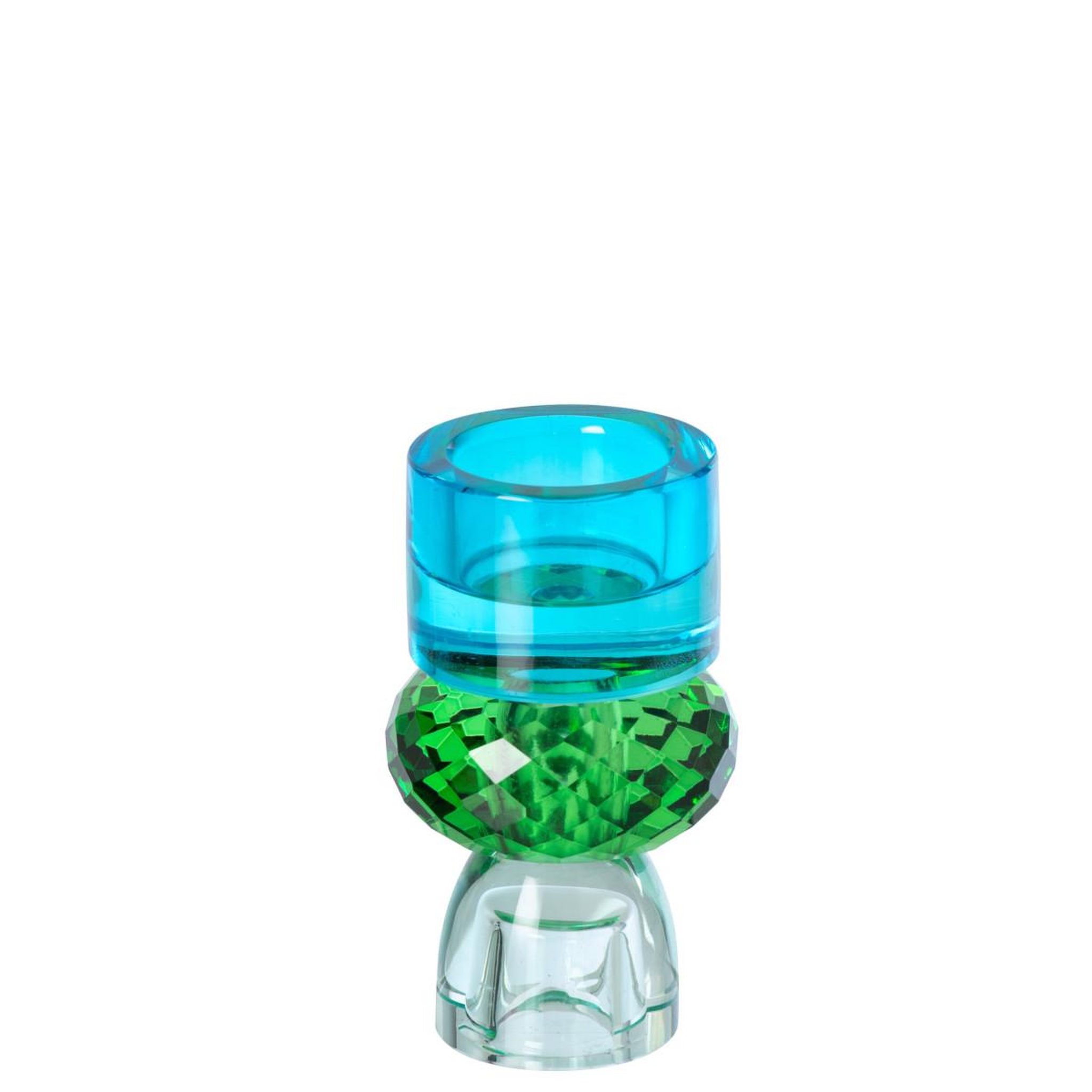 Voir la diapositive 2 : J-LINE Chandelier design en verre  taillé  11cm vert & bleu