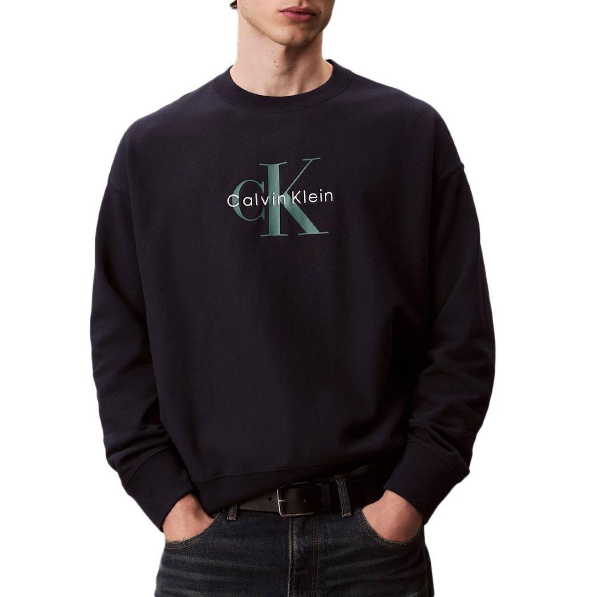 CALVIN KLEIN JEANS Sweat Marine Homme Calvin Klein Jeans 350terry Mono. Coloris disponibles : Bleu