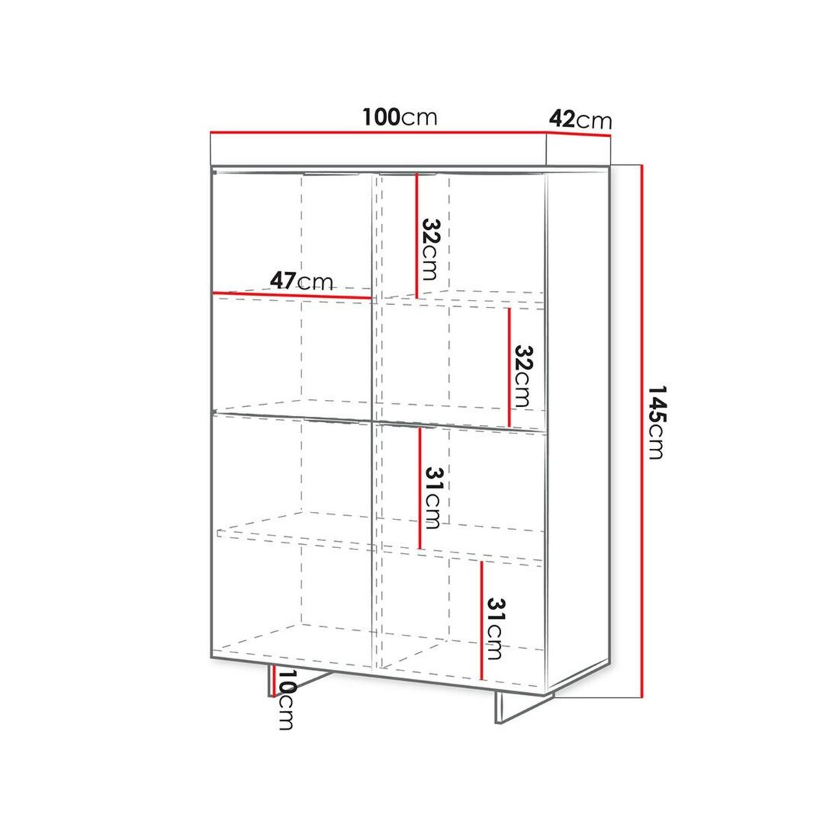 BEST MOBILIER Canterbury - buffet haut - beige - 4 portes -145 cm