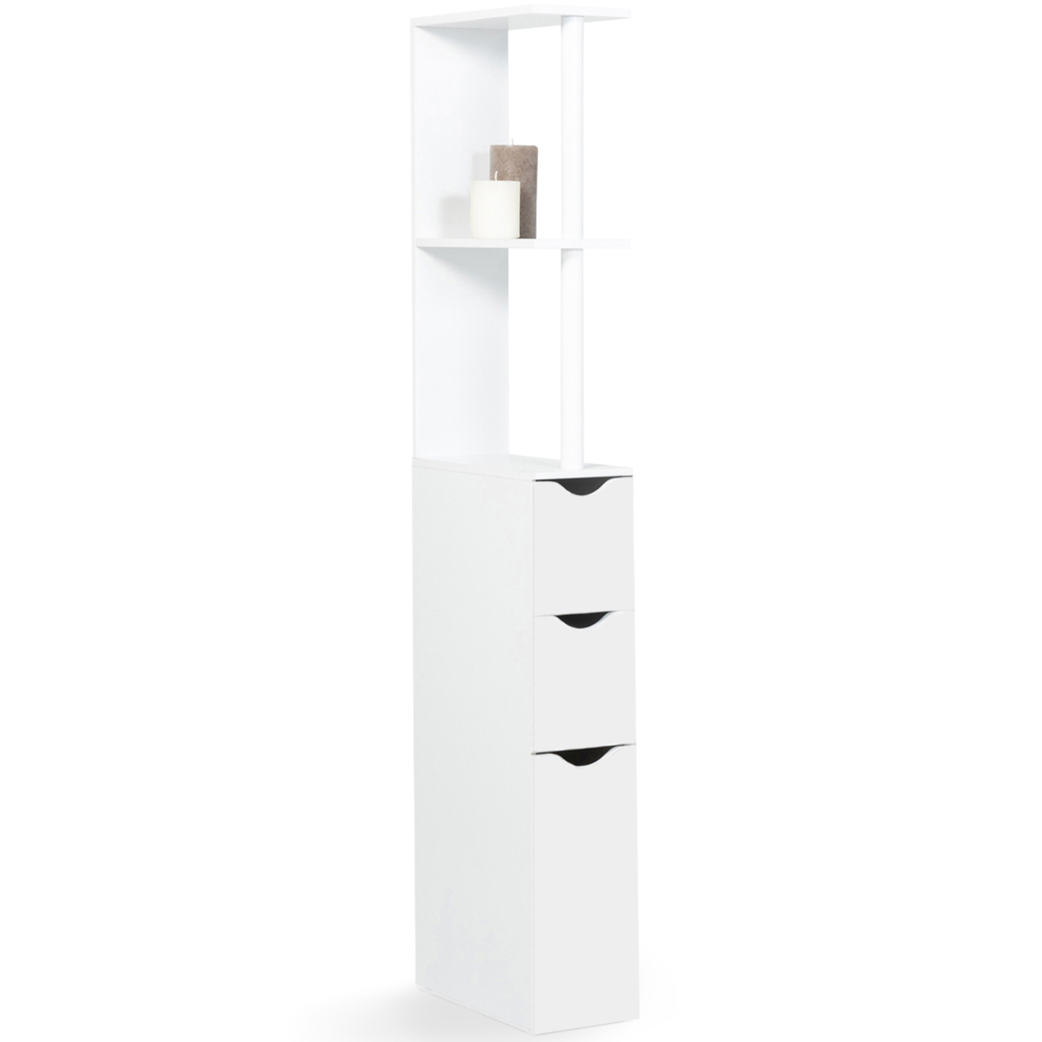 ID MARKET Meuble wc étagère willy bois 3 portes blanc