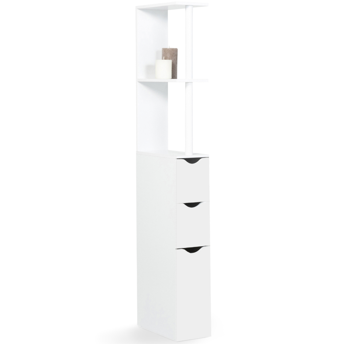 ID MARKET Meuble WC étagère WILLY bois 3 portes blanc