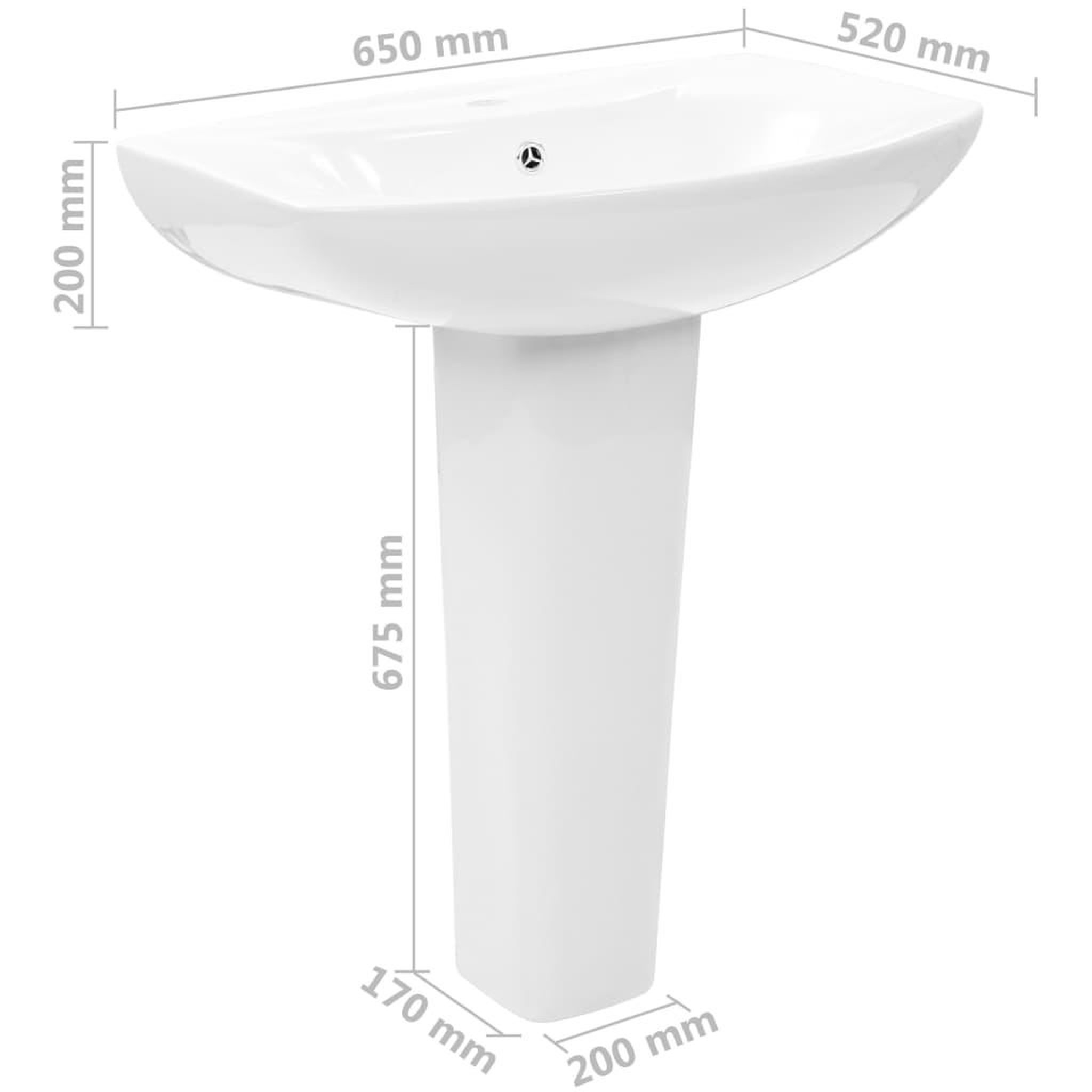 Voir la diapositive 6 : VIDAXL Vasque autoportant avec socle ceramique blanc 650x520x200 mm