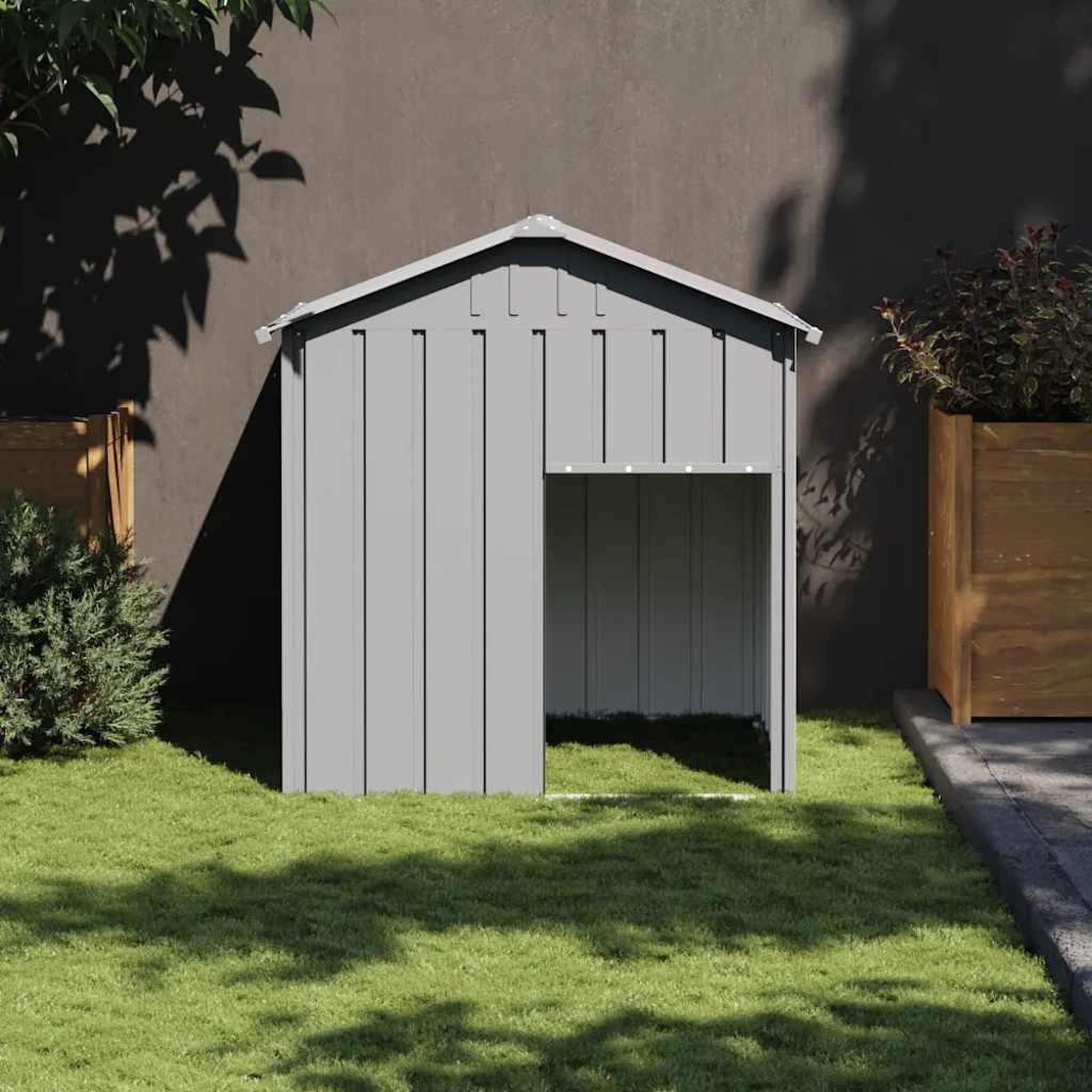 VIDAXL Niche pour chien avec toit gris clair acier galvanise