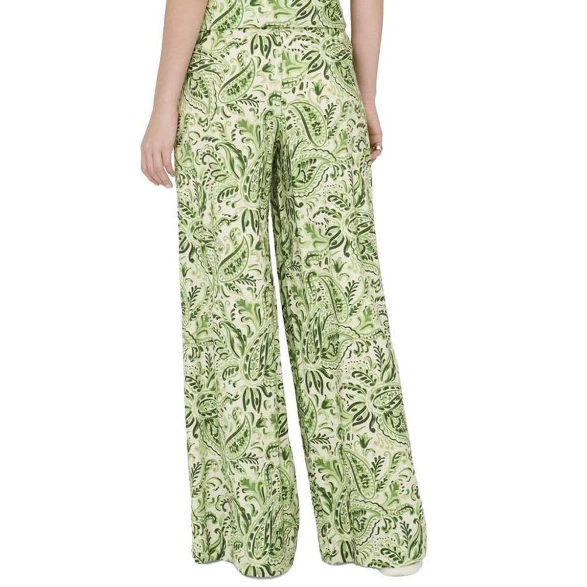 JACQUELINE DE YONG Pantalon fluide Imprimé Vert/Blanc Femme JDY Life Palazzo
